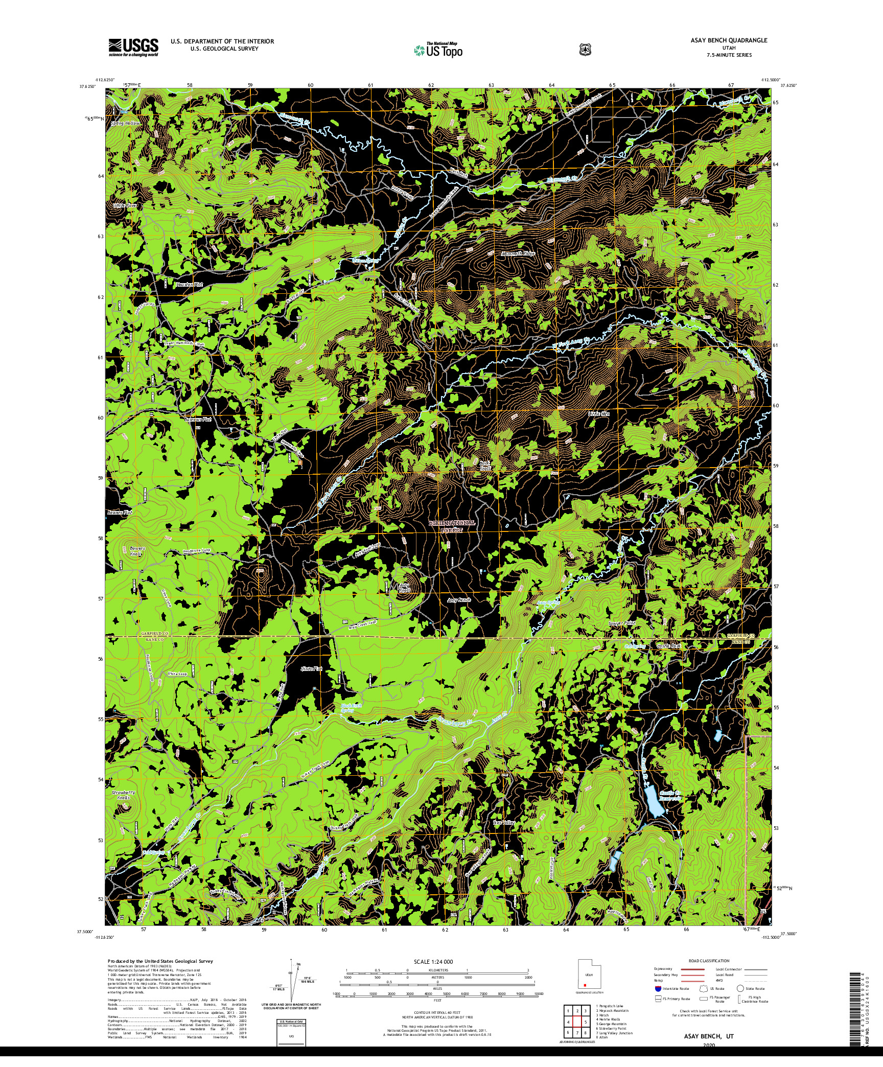 USGS US TOPO 7.5-MINUTE MAP FOR ASAY BENCH, UT 2020