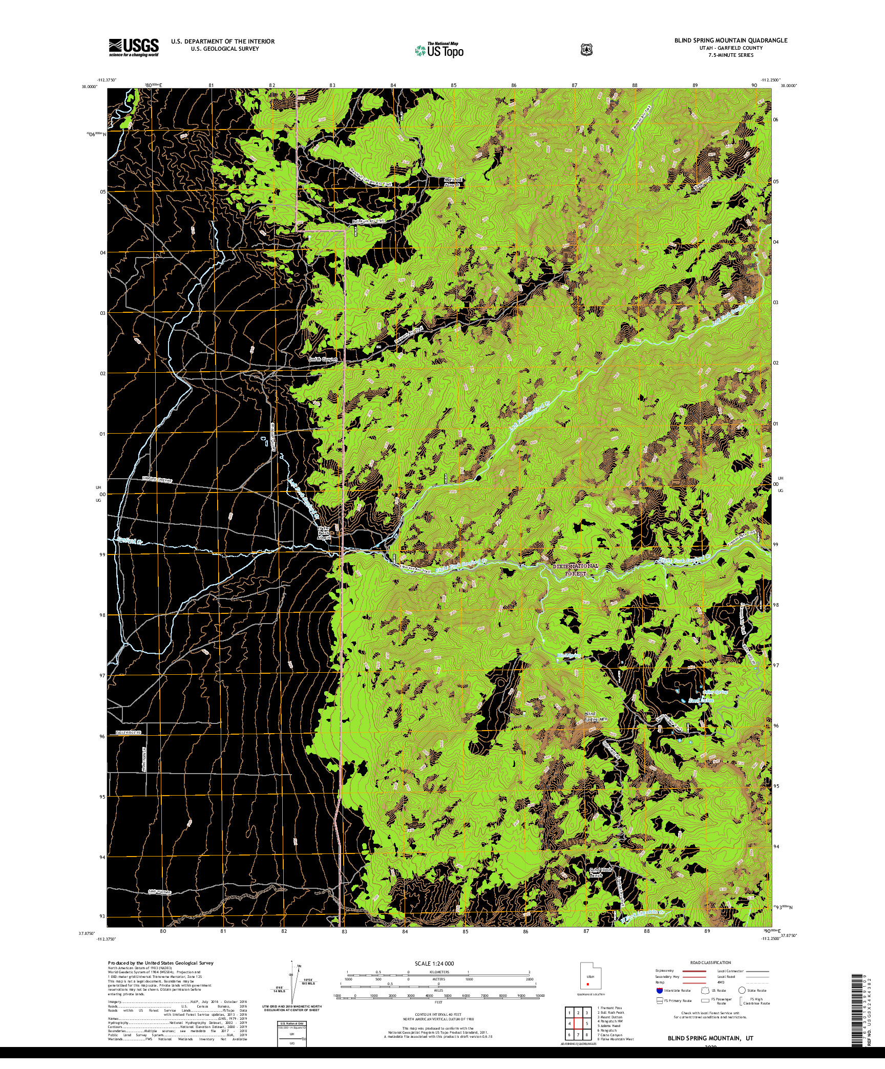USGS US TOPO 7.5-MINUTE MAP FOR BLIND SPRING MOUNTAIN, UT 2020