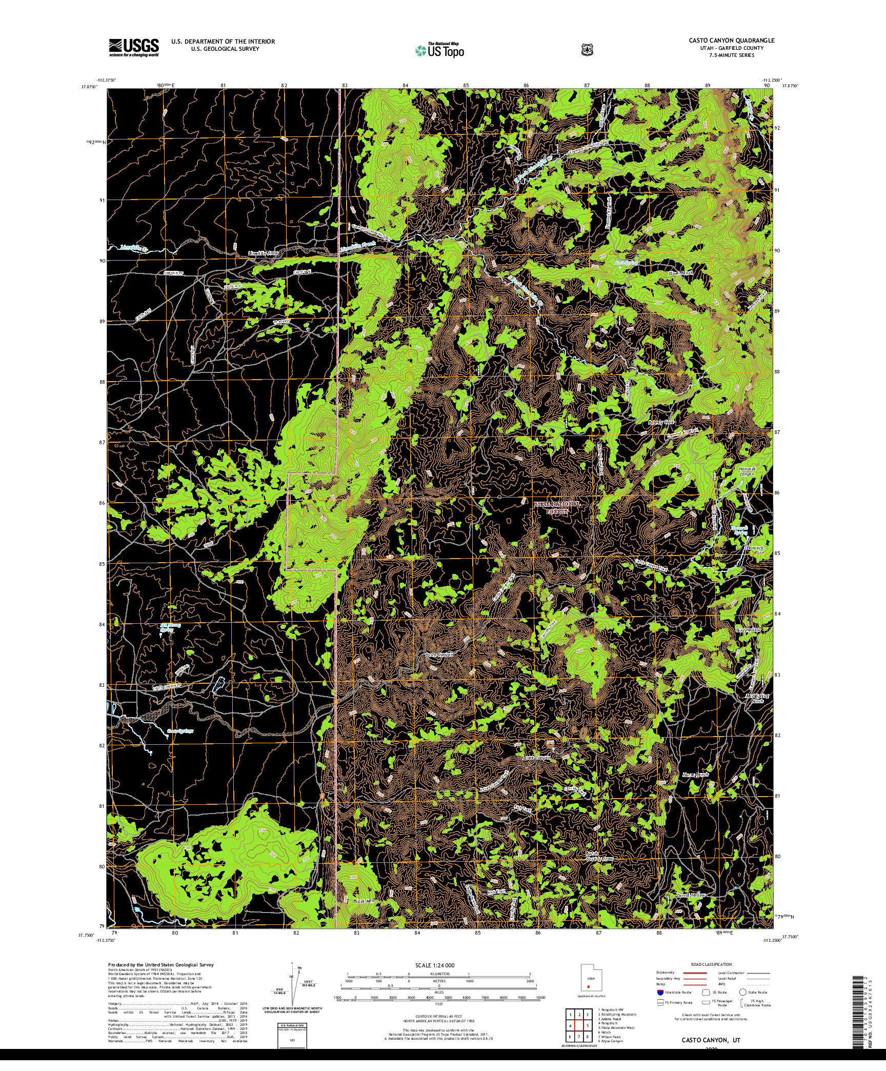 USGS US TOPO 7.5-MINUTE MAP FOR CASTO CANYON, UT 2020