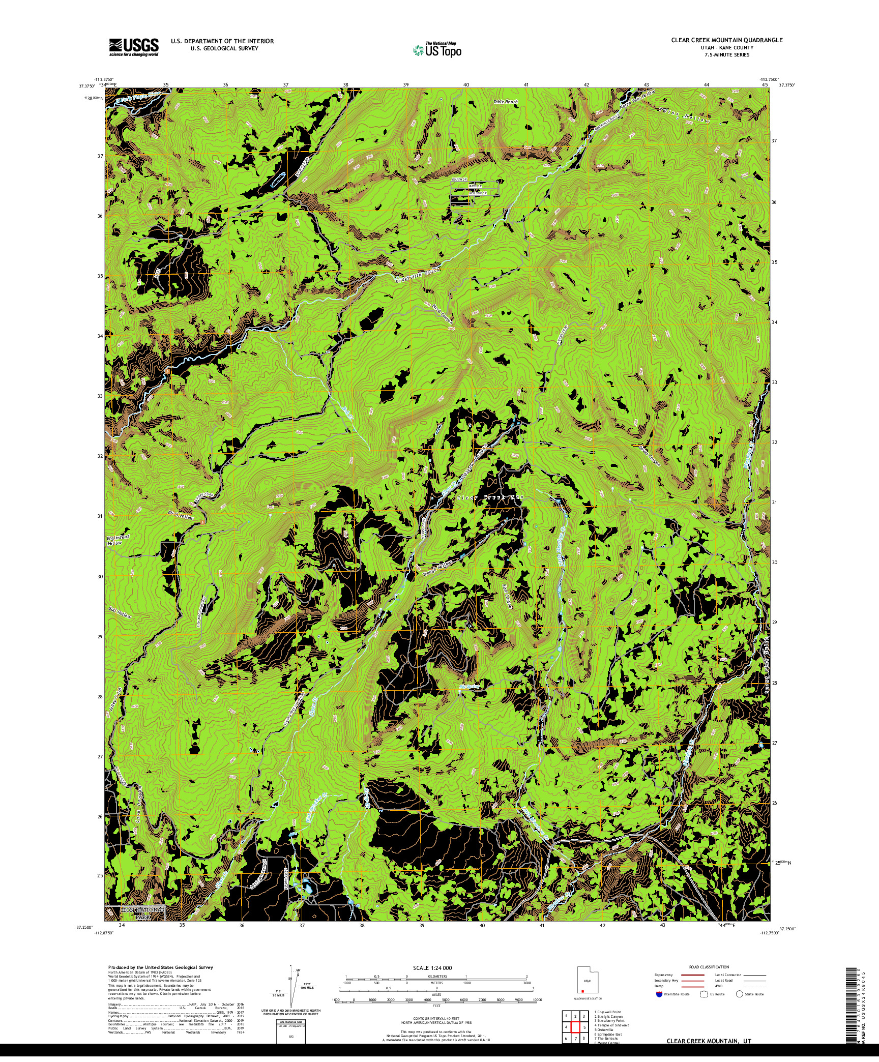 USGS US TOPO 7.5-MINUTE MAP FOR CLEAR CREEK MOUNTAIN, UT 2020