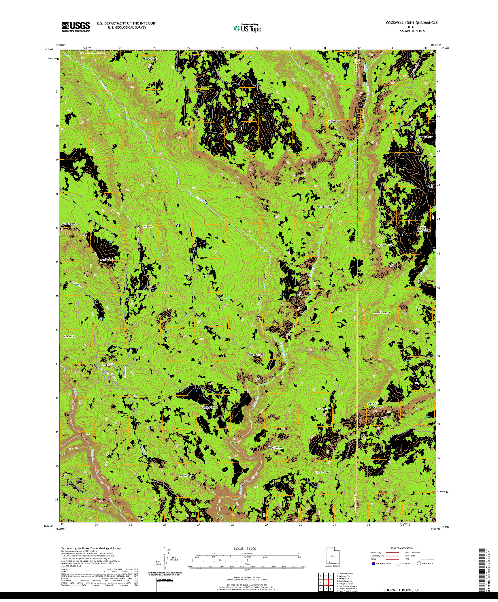 USGS US TOPO 7.5-MINUTE MAP FOR COGSWELL POINT, UT 2020