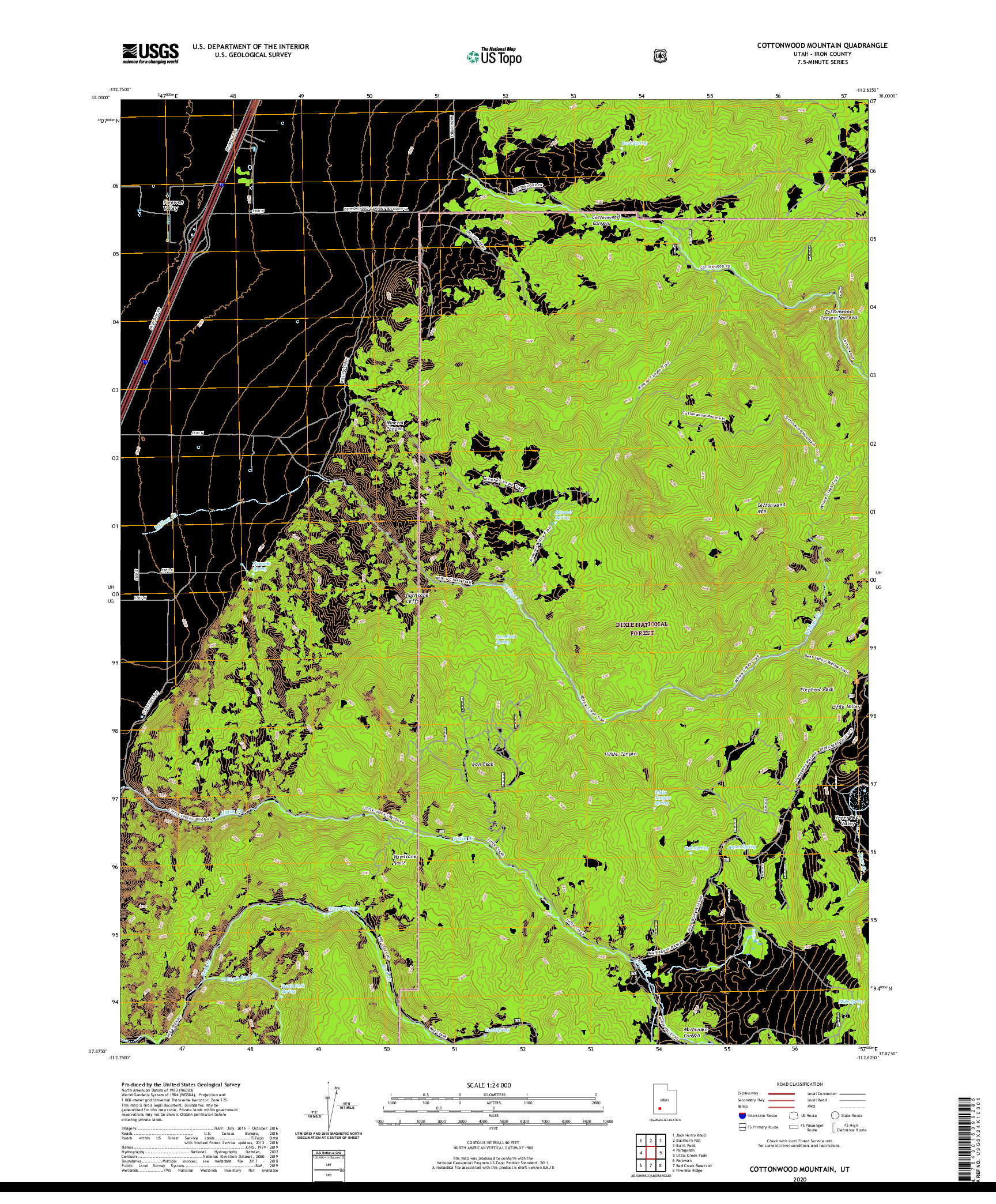 USGS US TOPO 7.5-MINUTE MAP FOR COTTONWOOD MOUNTAIN, UT 2020