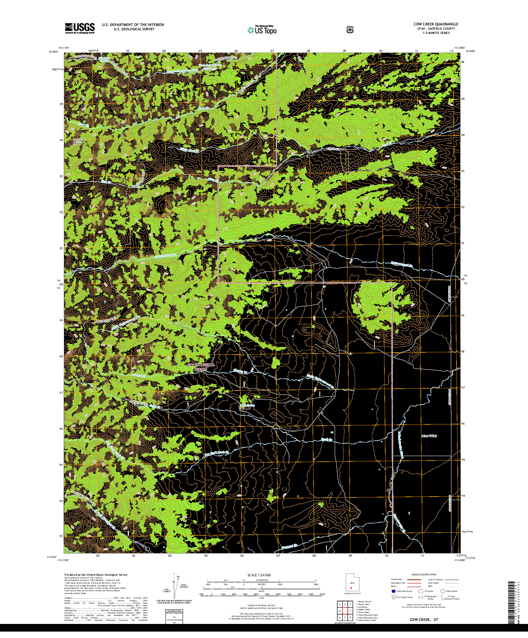 USGS US TOPO 7.5-MINUTE MAP FOR COW CREEK, UT 2020