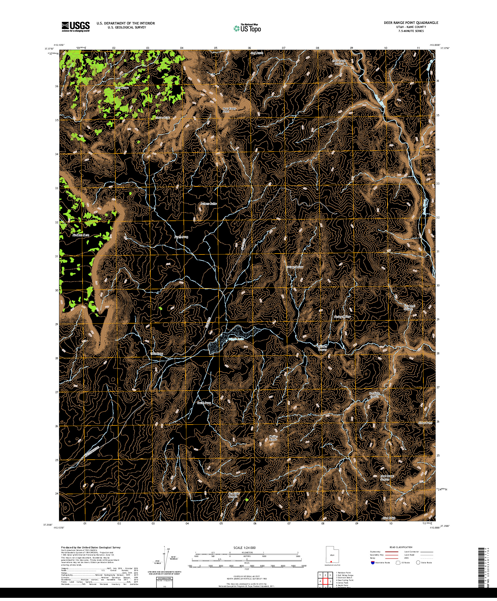 USGS US TOPO 7.5-MINUTE MAP FOR DEER RANGE POINT, UT 2020