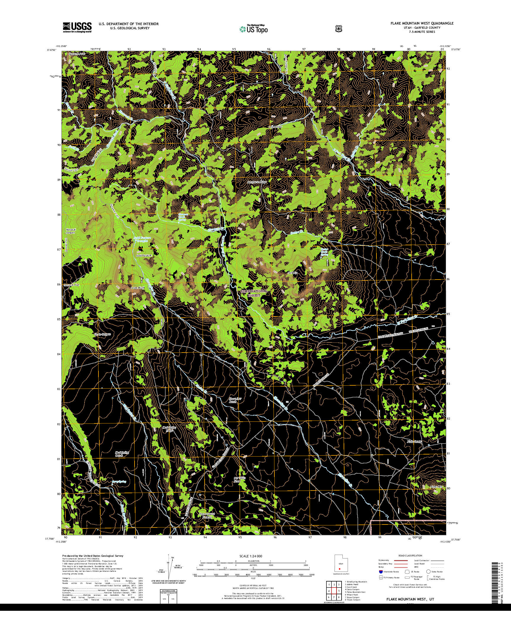 USGS US TOPO 7.5-MINUTE MAP FOR FLAKE MOUNTAIN WEST, UT 2020