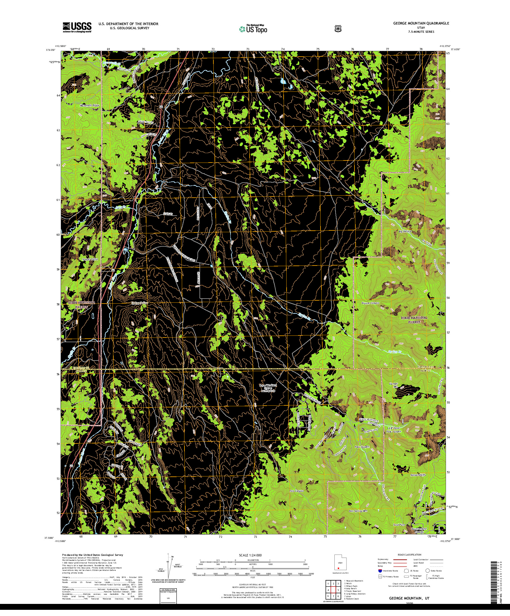 USGS US TOPO 7.5-MINUTE MAP FOR GEORGE MOUNTAIN, UT 2020