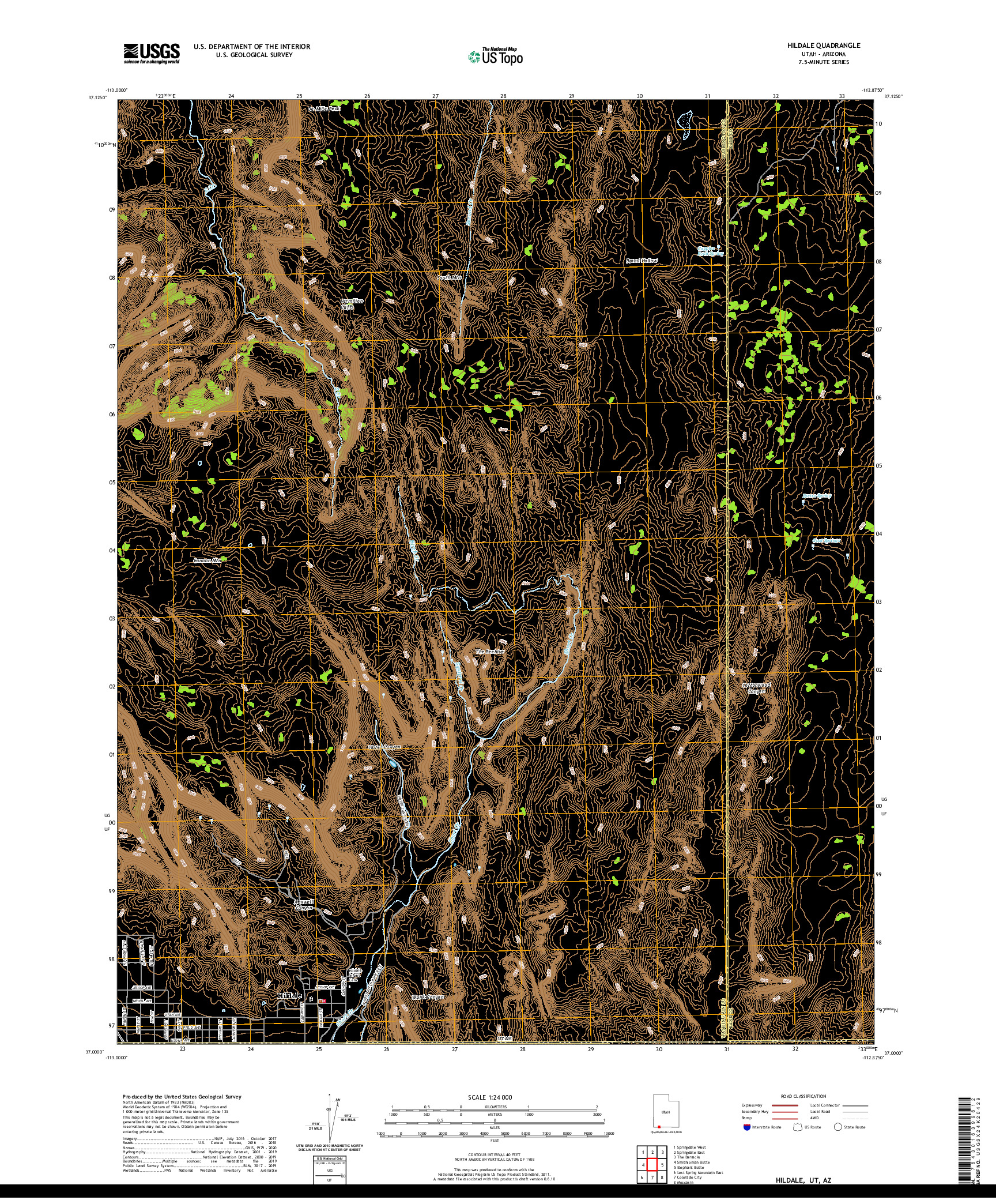USGS US TOPO 7.5-MINUTE MAP FOR HILDALE, UT,AZ 2020