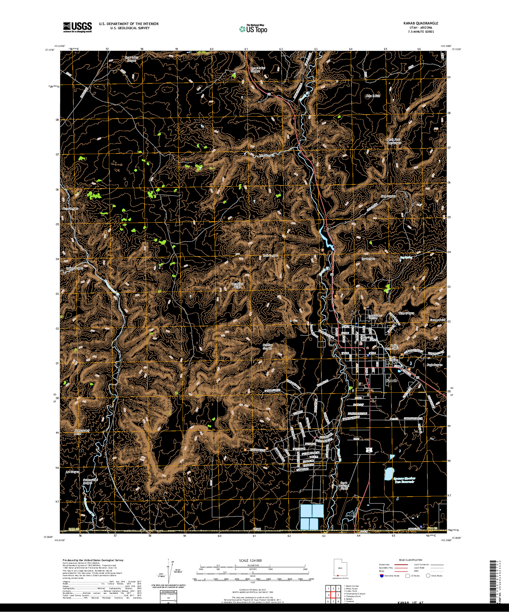 USGS US TOPO 7.5-MINUTE MAP FOR KANAB, UT,AZ 2020