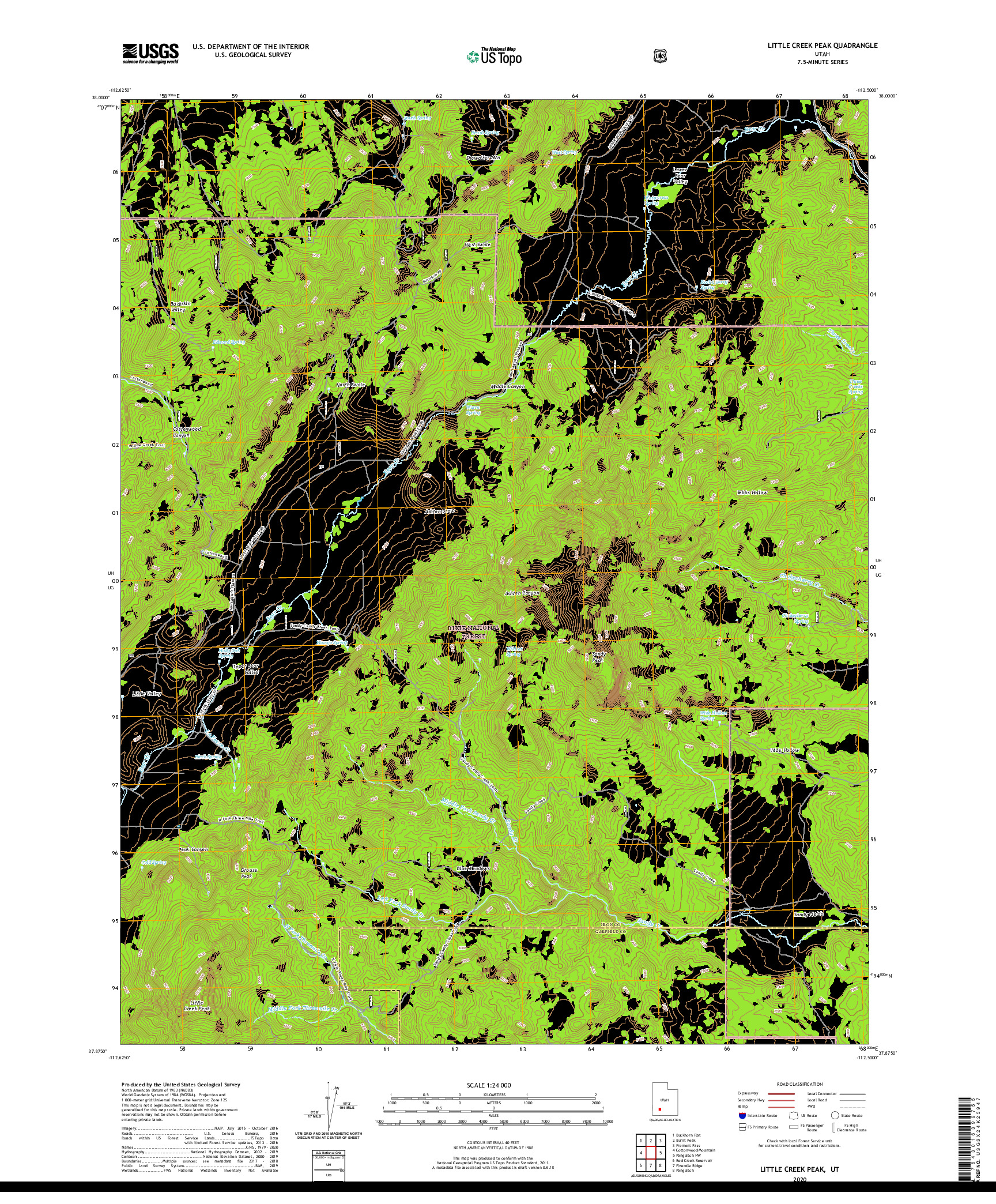 USGS US TOPO 7.5-MINUTE MAP FOR LITTLE CREEK PEAK, UT 2020