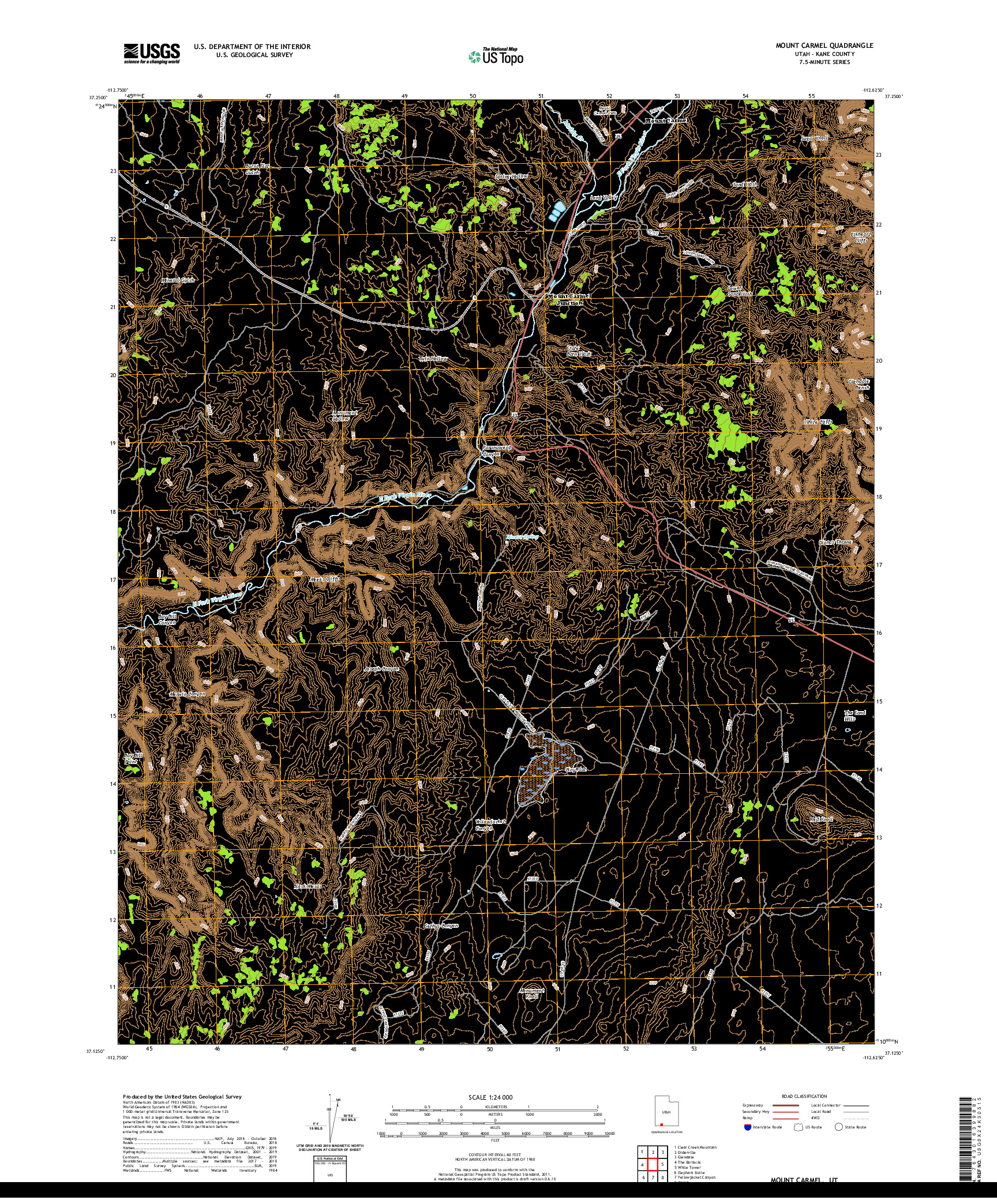 USGS US TOPO 7.5-MINUTE MAP FOR MOUNT CARMEL, UT 2020