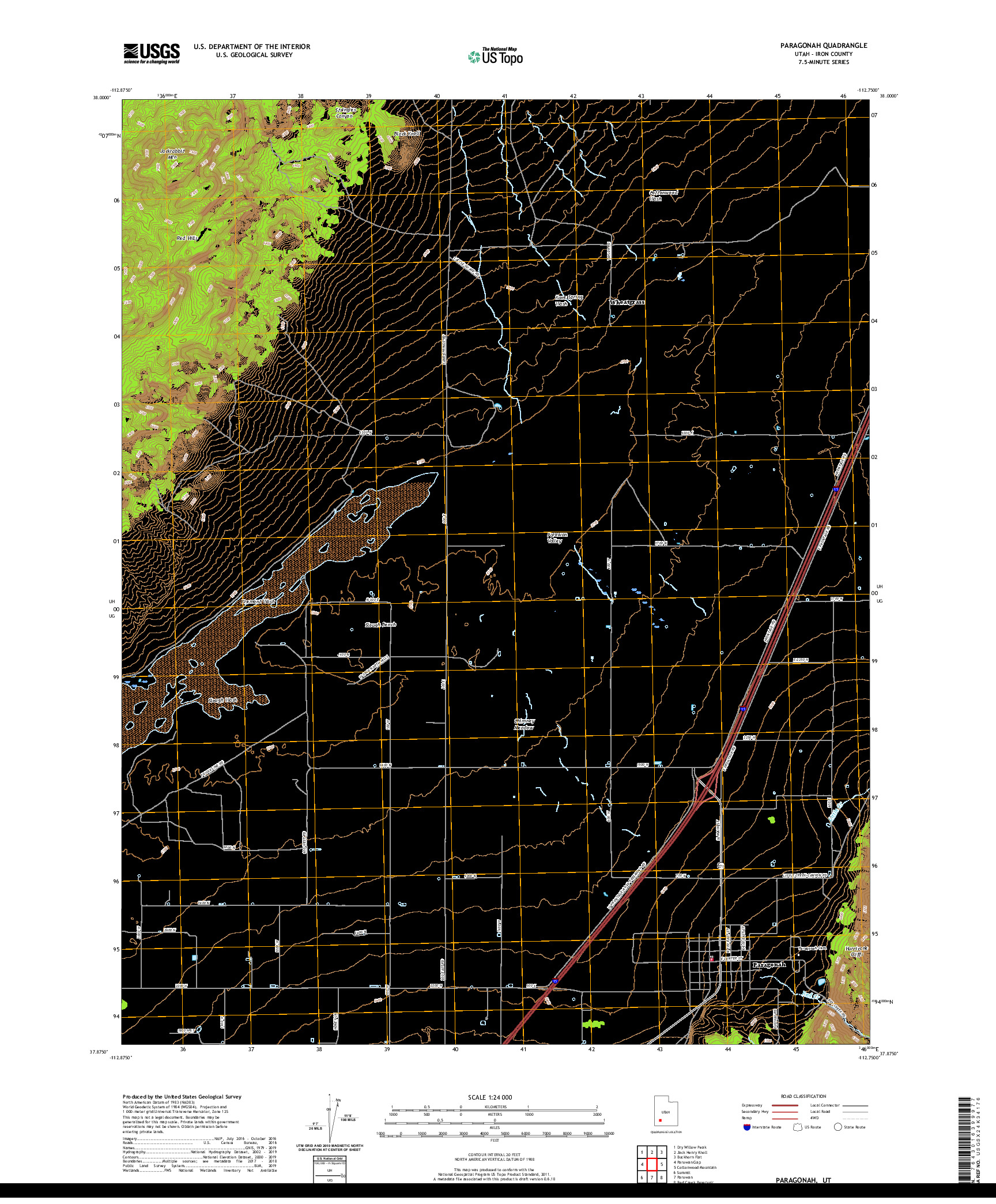USGS US TOPO 7.5-MINUTE MAP FOR PARAGONAH, UT 2020