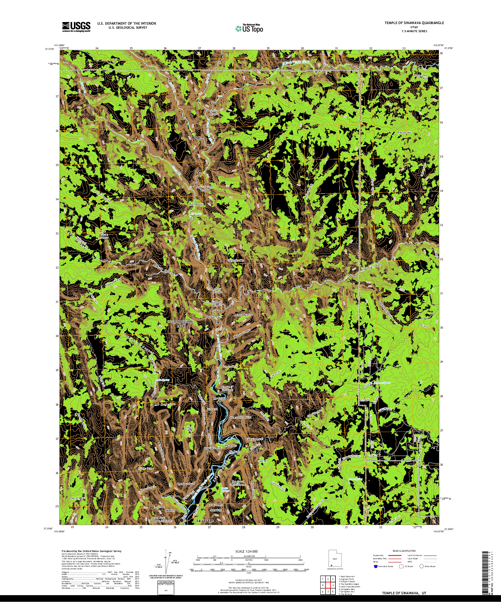 USGS US TOPO 7.5-MINUTE MAP FOR TEMPLE OF SINAWAVA, UT 2020