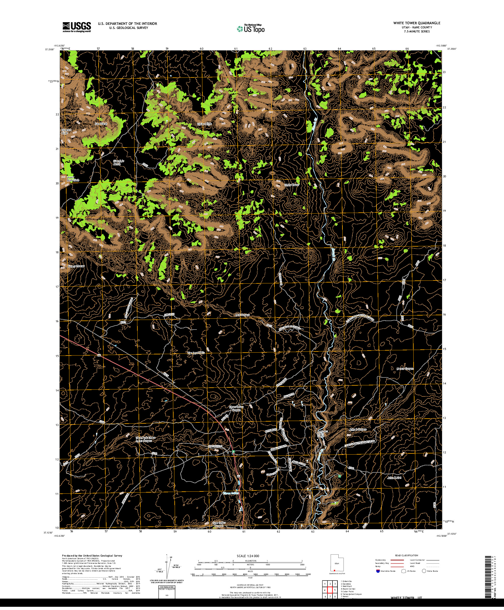 USGS US TOPO 7.5-MINUTE MAP FOR WHITE TOWER, UT 2020