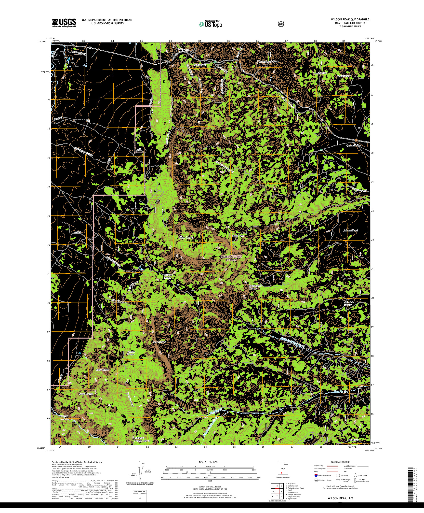 USGS US TOPO 7.5-MINUTE MAP FOR WILSON PEAK, UT 2020