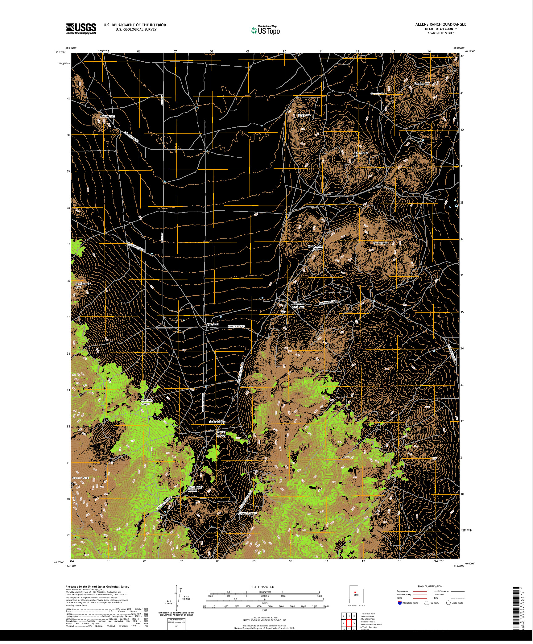 USGS US TOPO 7.5-MINUTE MAP FOR ALLENS RANCH, UT 2020