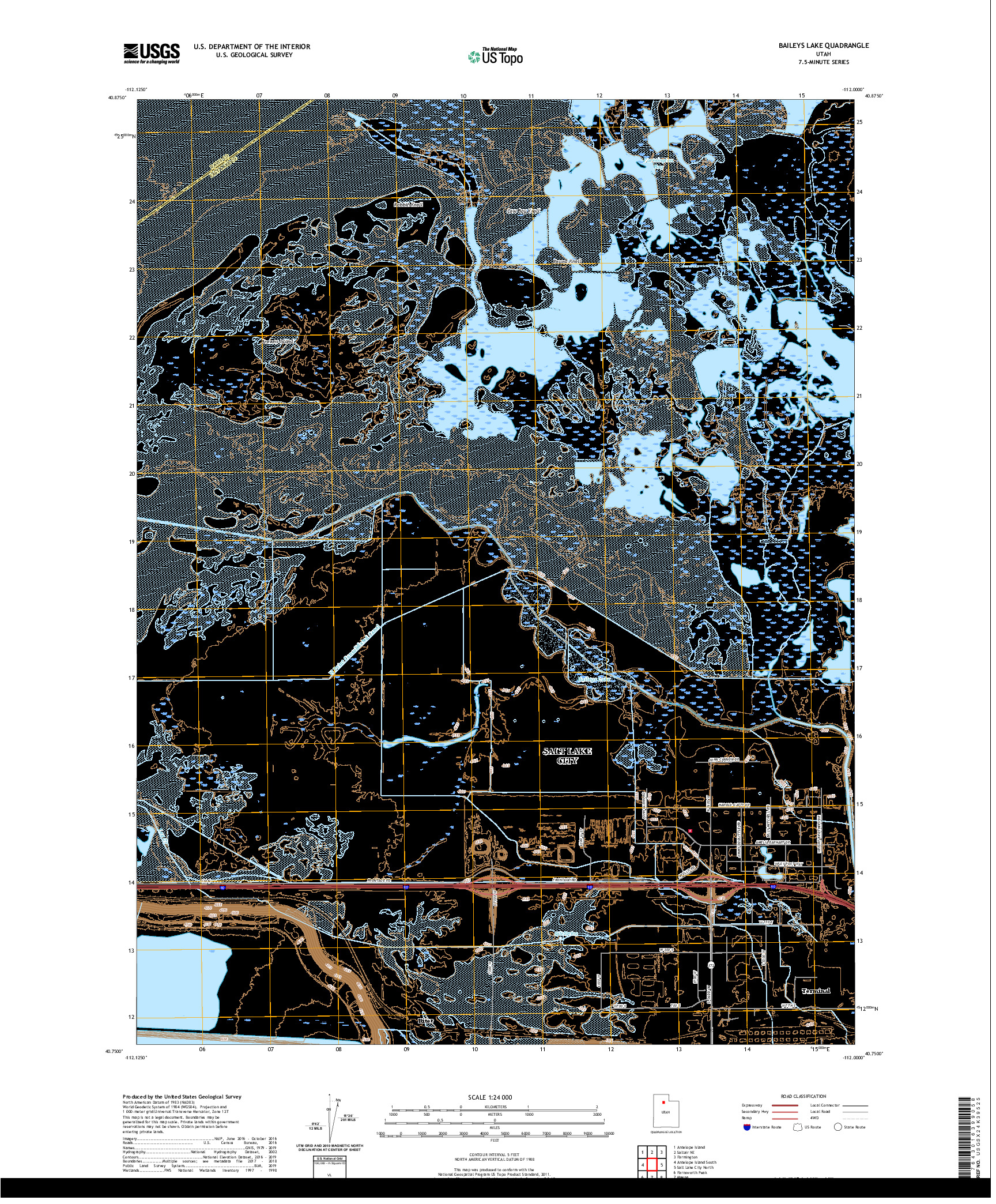 USGS US TOPO 7.5-MINUTE MAP FOR BAILEYS LAKE, UT 2020