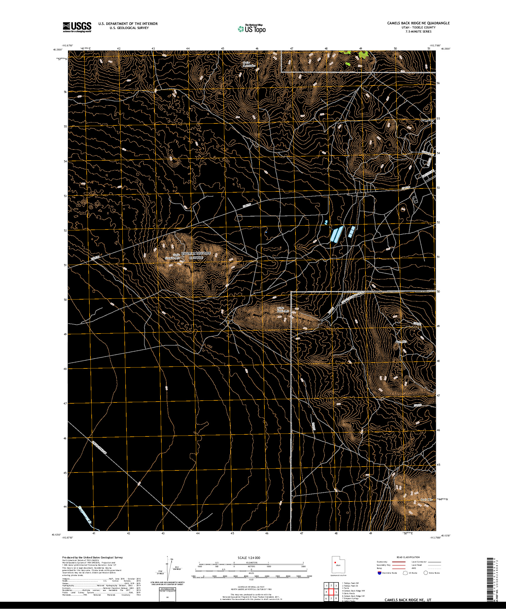 USGS US TOPO 7.5-MINUTE MAP FOR CAMELS BACK RIDGE NE, UT 2020