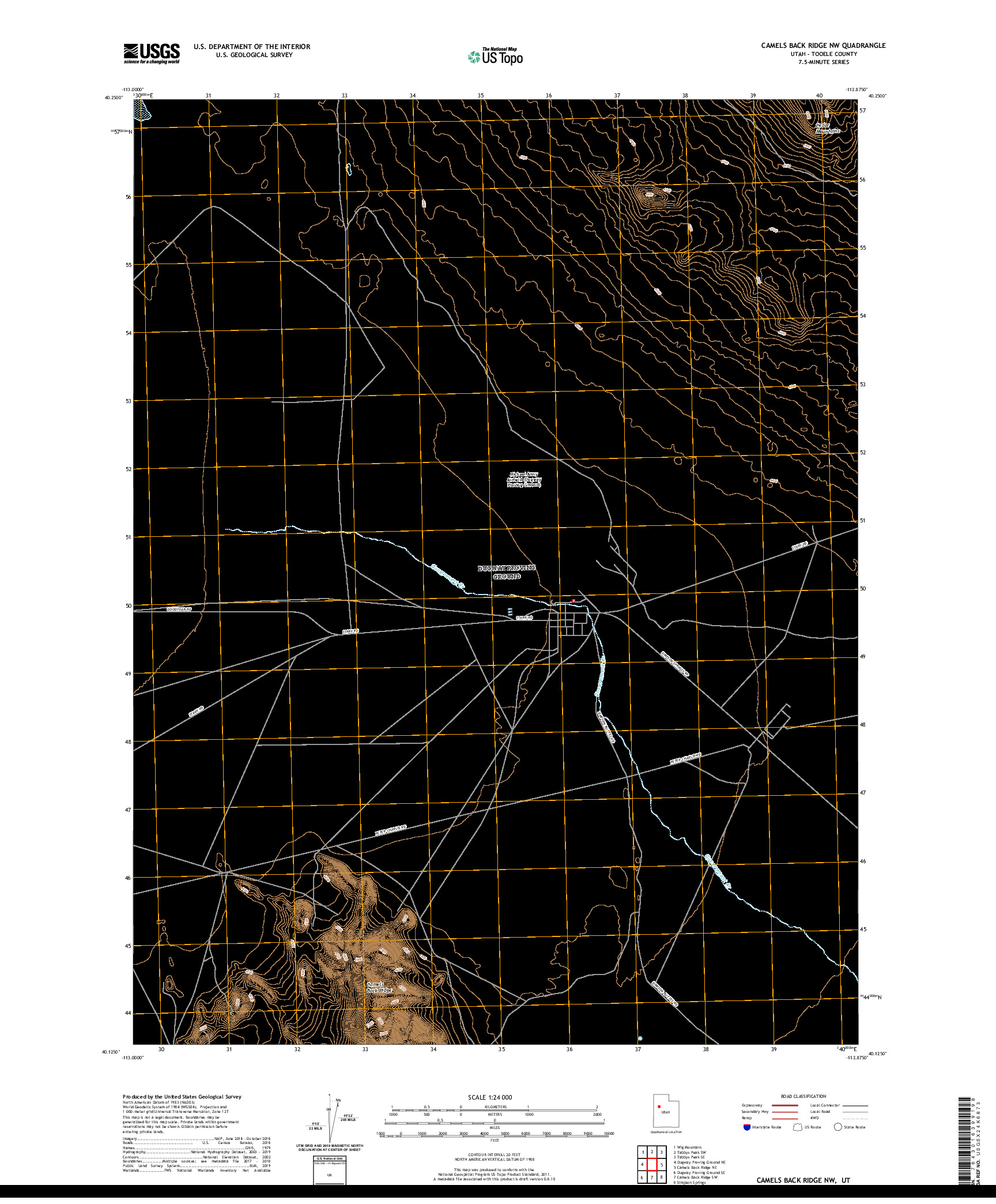 USGS US TOPO 7.5-MINUTE MAP FOR CAMELS BACK RIDGE NW, UT 2020