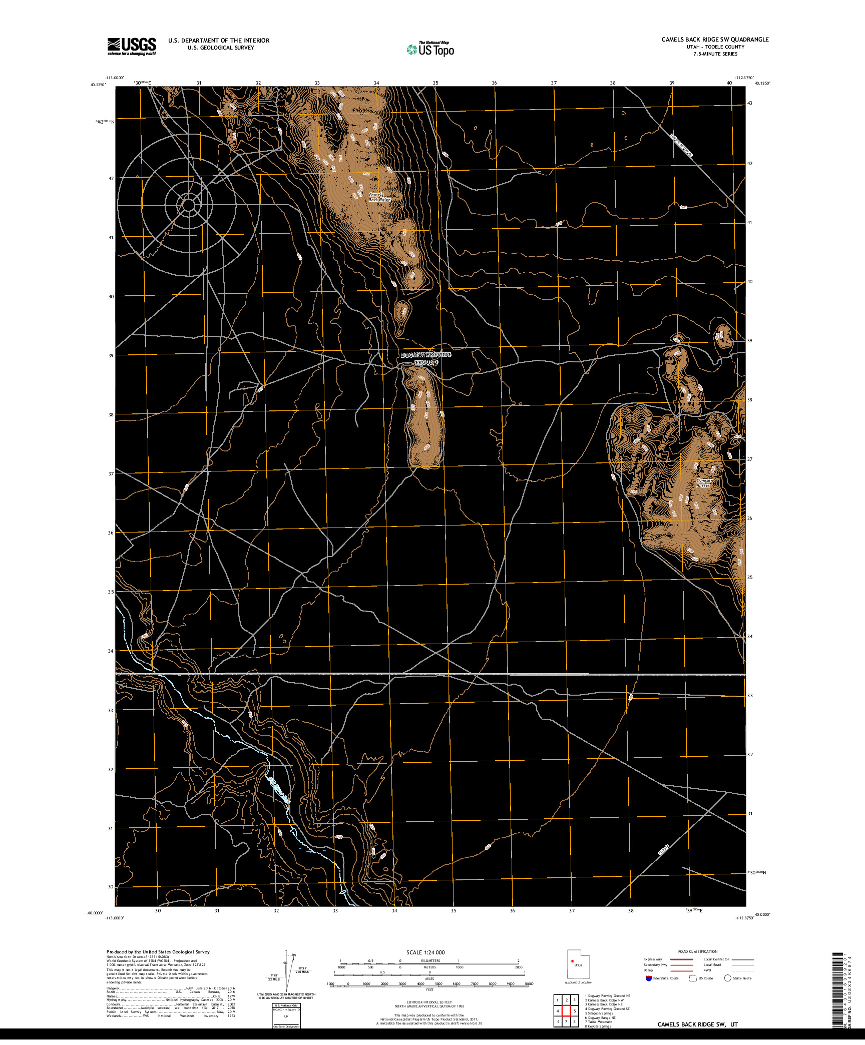USGS US TOPO 7.5-MINUTE MAP FOR CAMELS BACK RIDGE SW, UT 2020