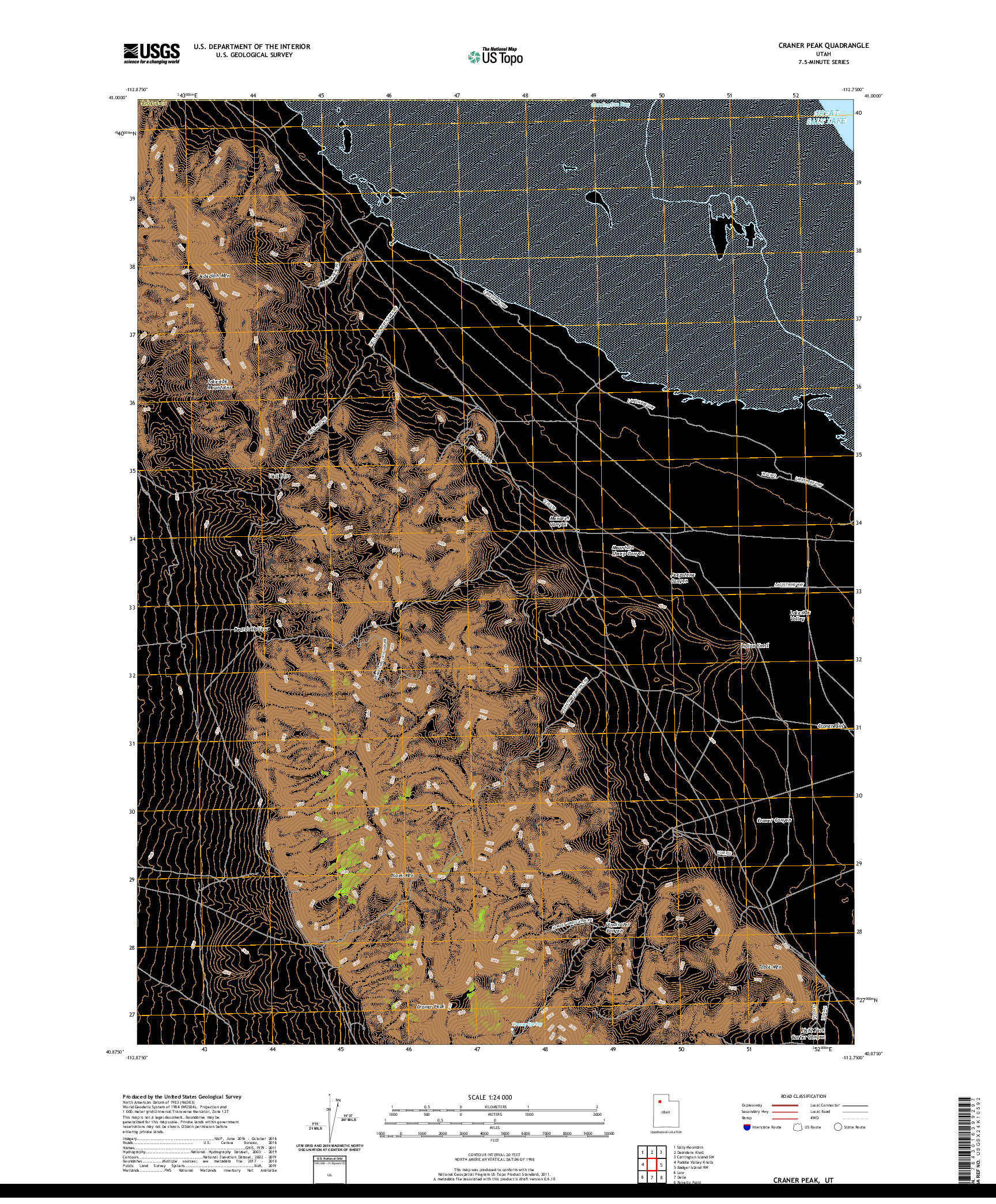 USGS US TOPO 7.5-MINUTE MAP FOR CRANER PEAK, UT 2020
