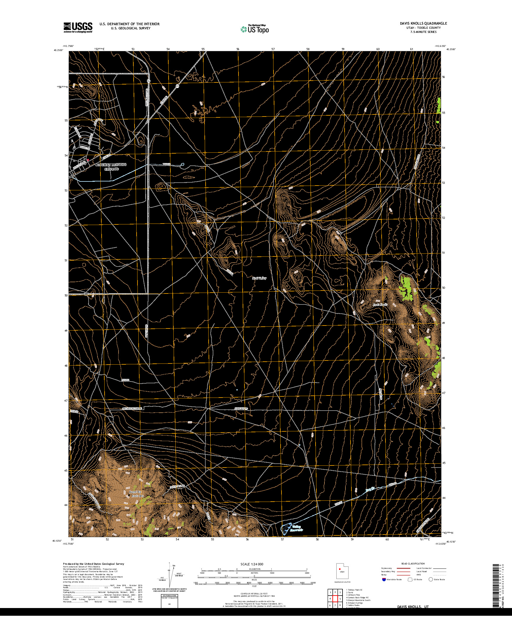USGS US TOPO 7.5-MINUTE MAP FOR DAVIS KNOLLS, UT 2020
