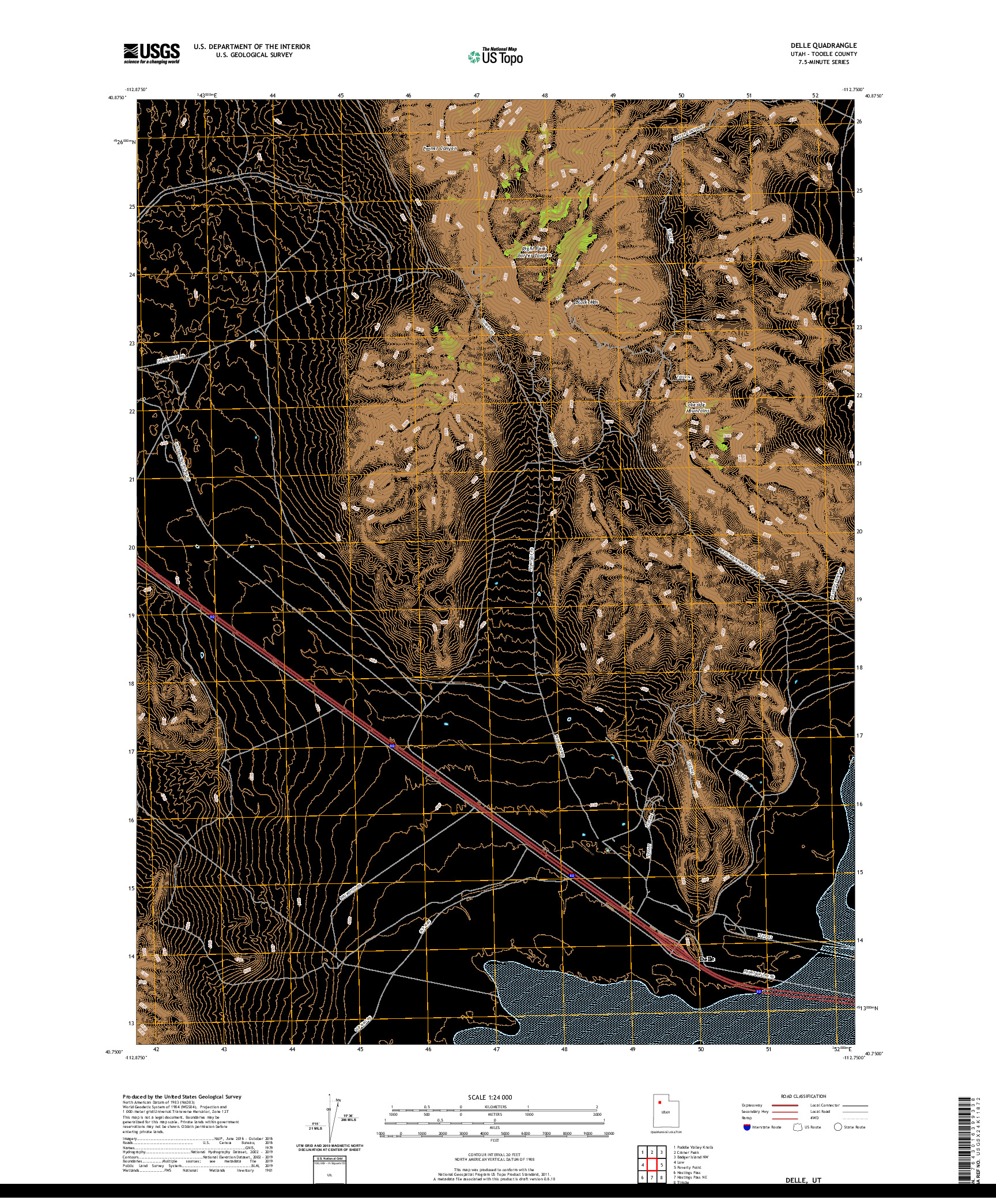 USGS US TOPO 7.5-MINUTE MAP FOR DELLE, UT 2020