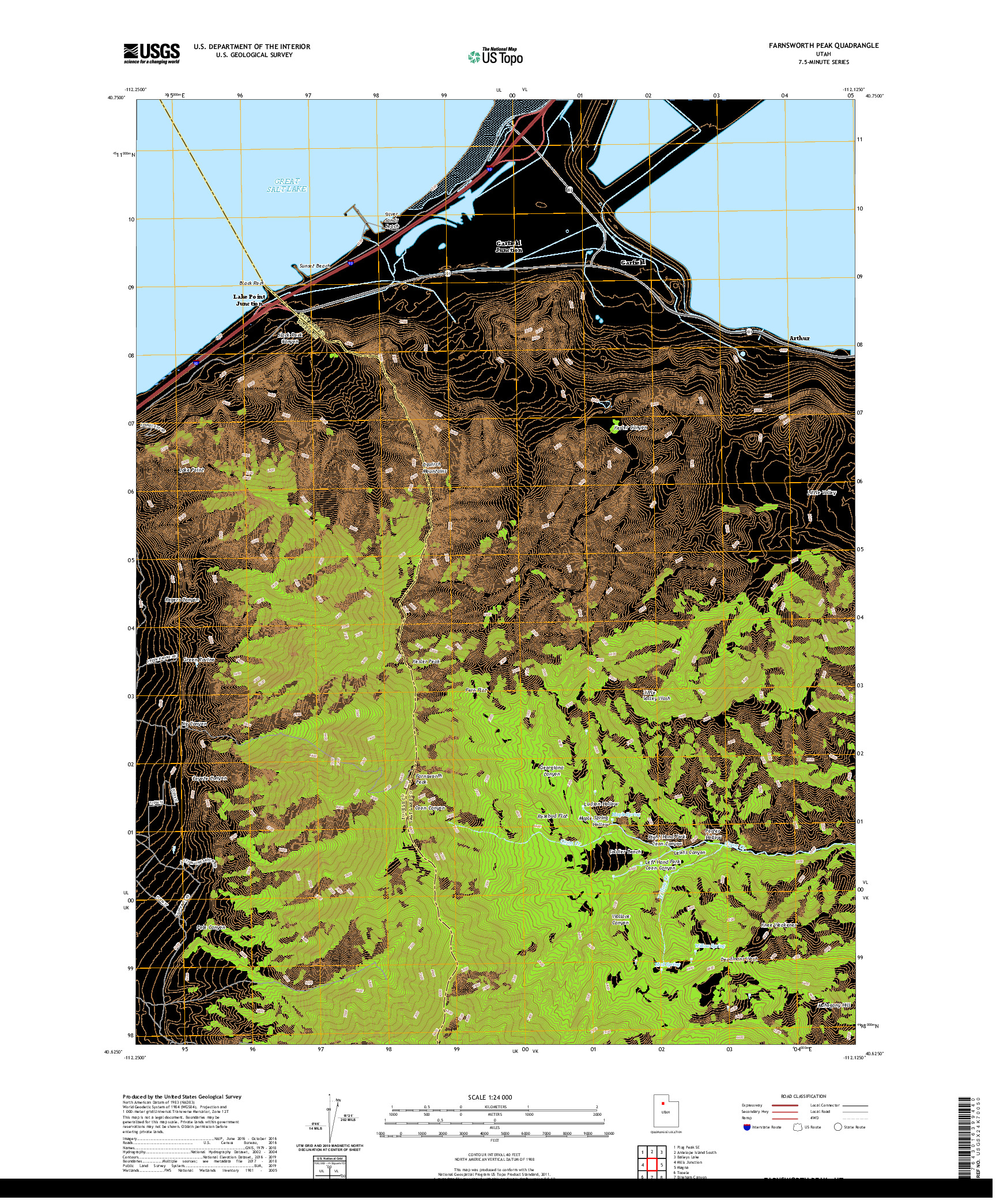 USGS US TOPO 7.5-MINUTE MAP FOR FARNSWORTH PEAK, UT 2020