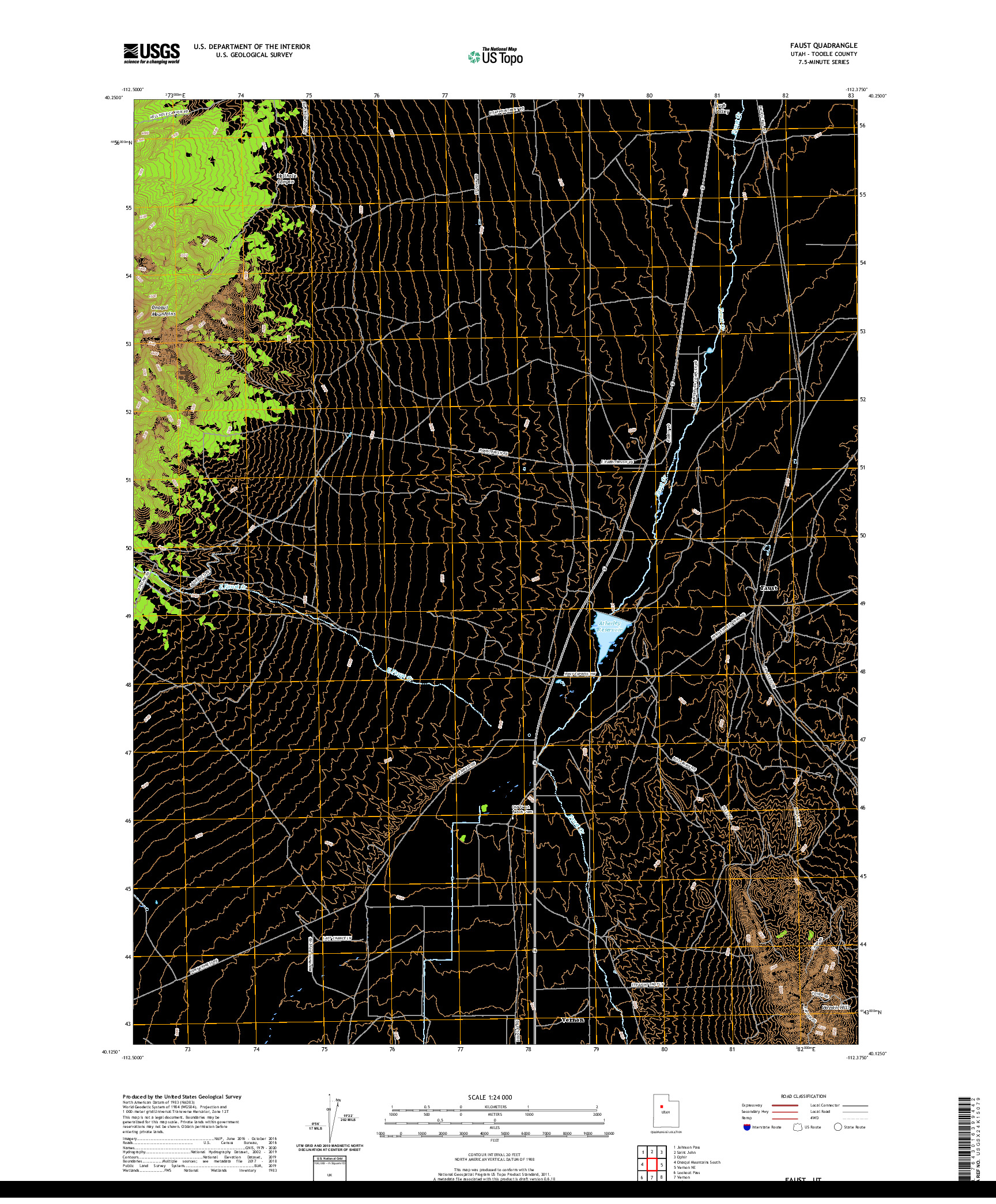 USGS US TOPO 7.5-MINUTE MAP FOR FAUST, UT 2020