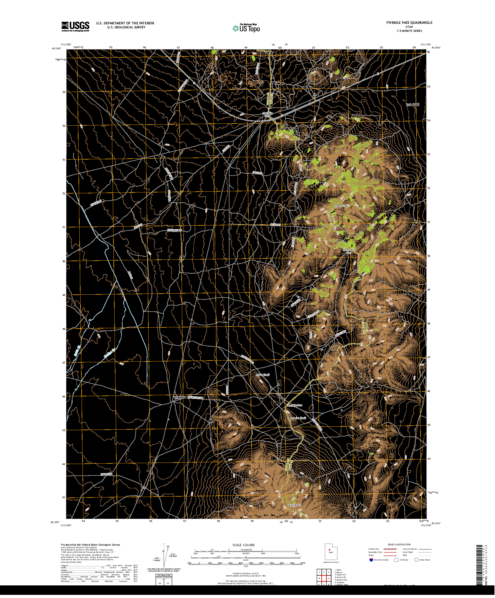 USGS US TOPO 7.5-MINUTE MAP FOR FIVEMILE PASS, UT 2020