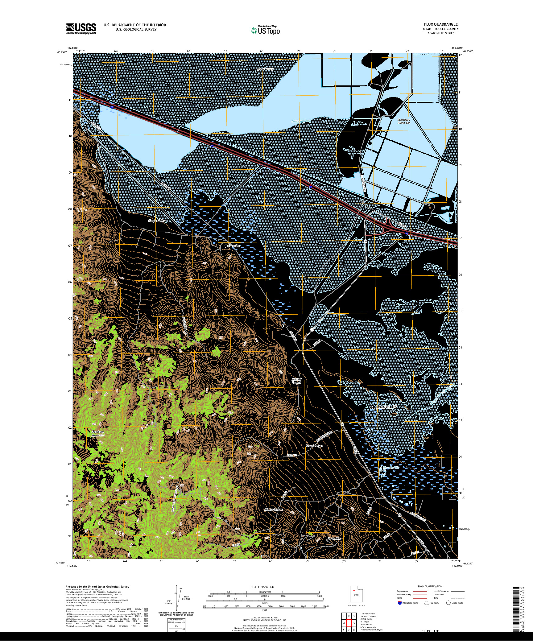 USGS US TOPO 7.5-MINUTE MAP FOR FLUX, UT 2020