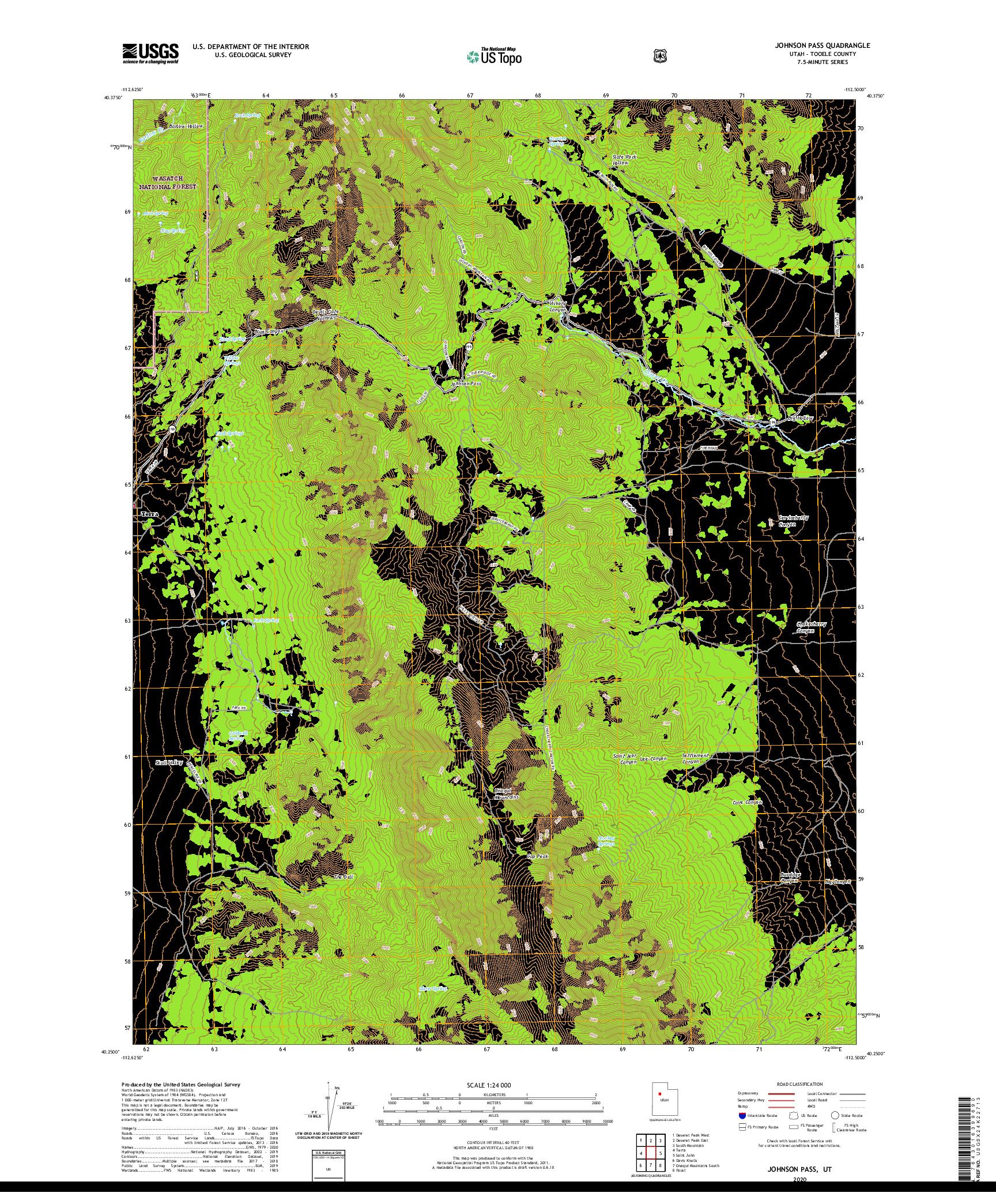 USGS US TOPO 7.5-MINUTE MAP FOR JOHNSON PASS, UT 2020
