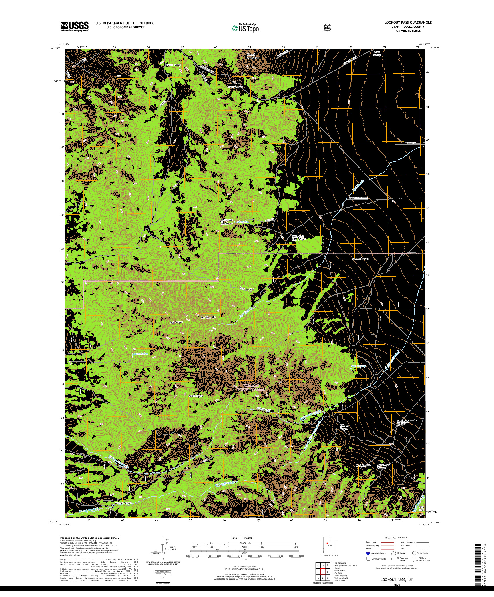 USGS US TOPO 7.5-MINUTE MAP FOR LOOKOUT PASS, UT 2020