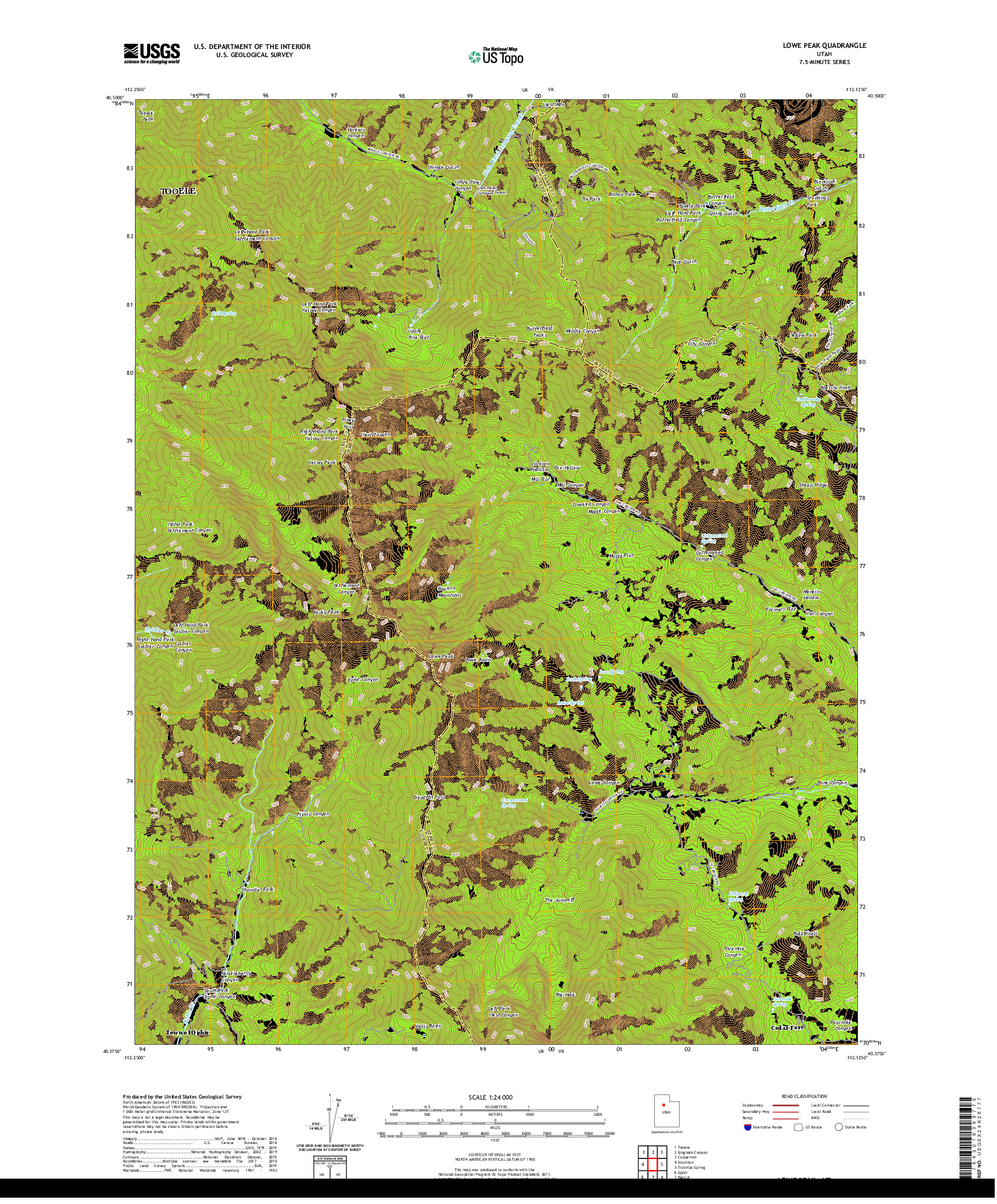 USGS US TOPO 7.5-MINUTE MAP FOR LOWE PEAK, UT 2020