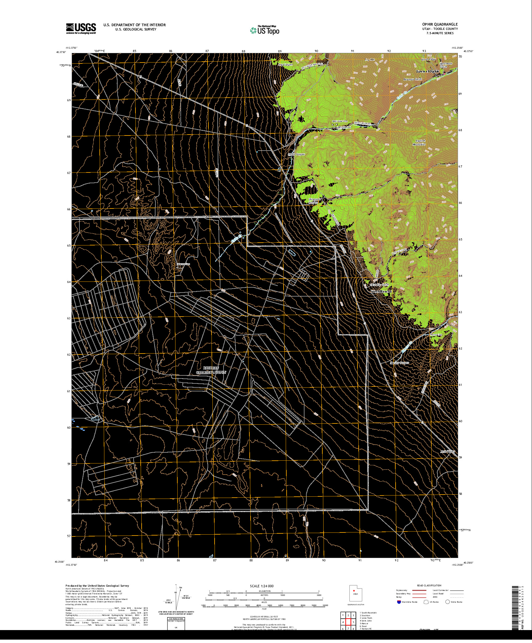 USGS US TOPO 7.5-MINUTE MAP FOR OPHIR, UT 2020