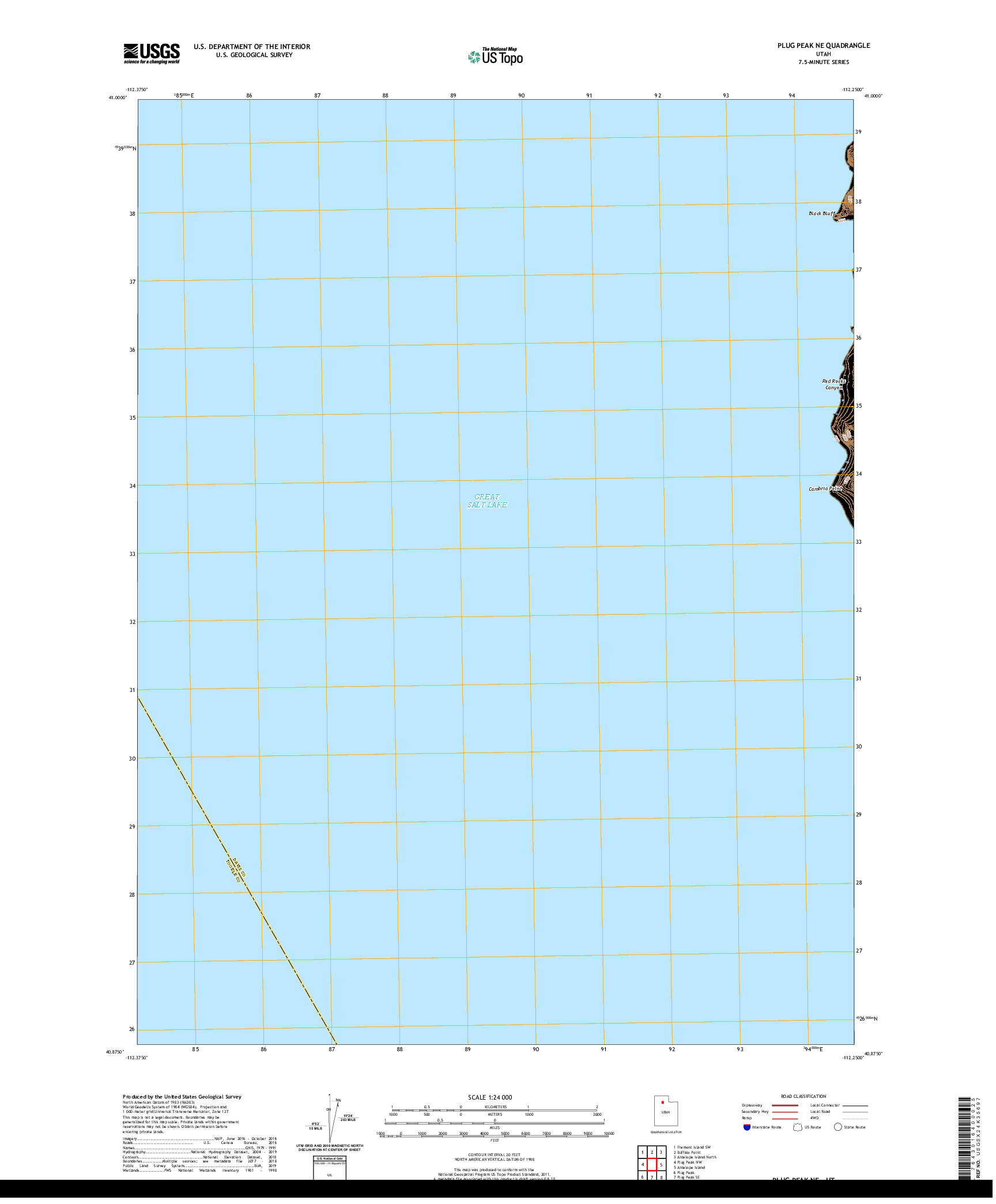 USGS US TOPO 7.5-MINUTE MAP FOR PLUG PEAK NE, UT 2020