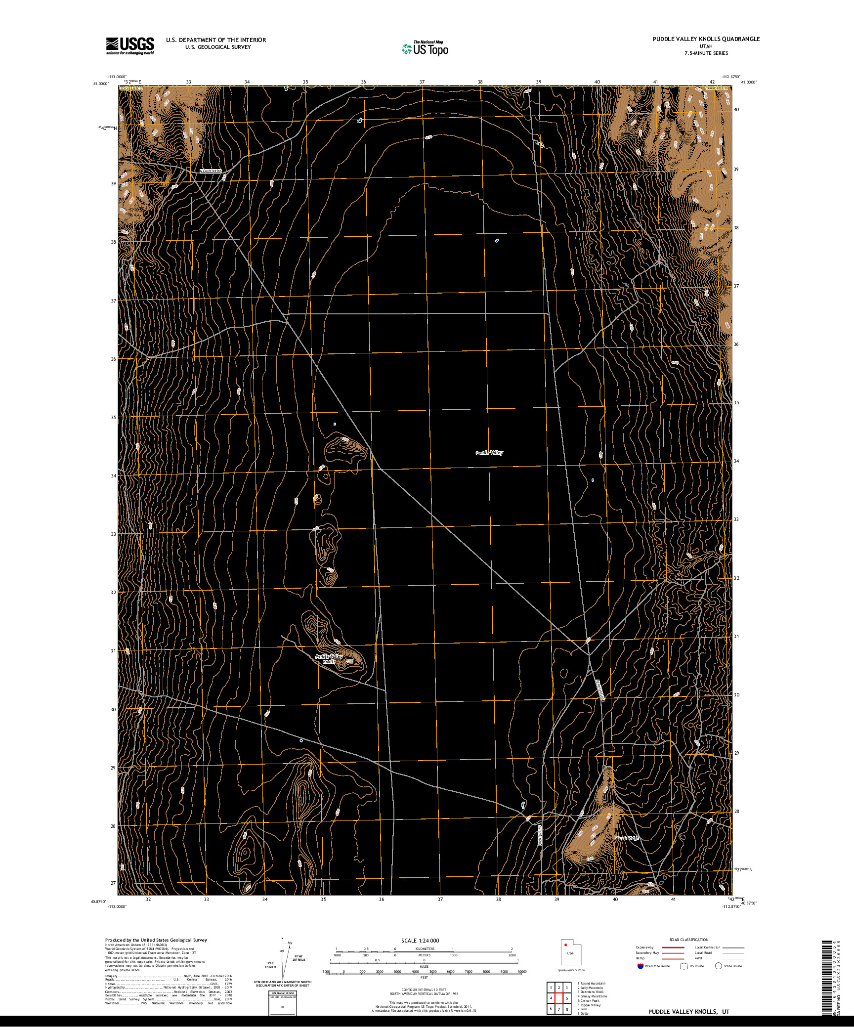 USGS US TOPO 7.5-MINUTE MAP FOR PUDDLE VALLEY KNOLLS, UT 2020