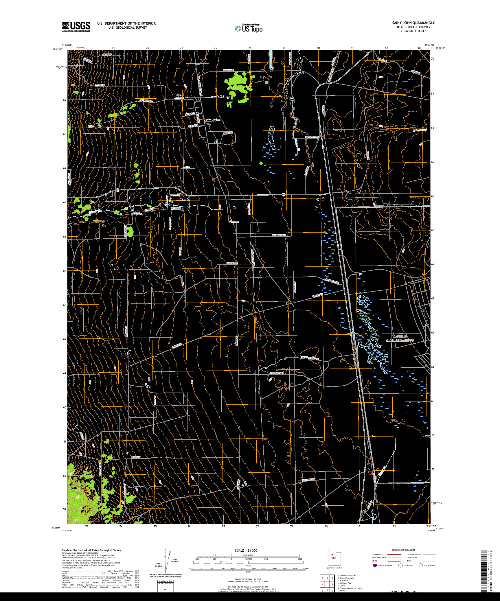 USGS US TOPO 7.5-MINUTE MAP FOR SAINT JOHN, UT 2020