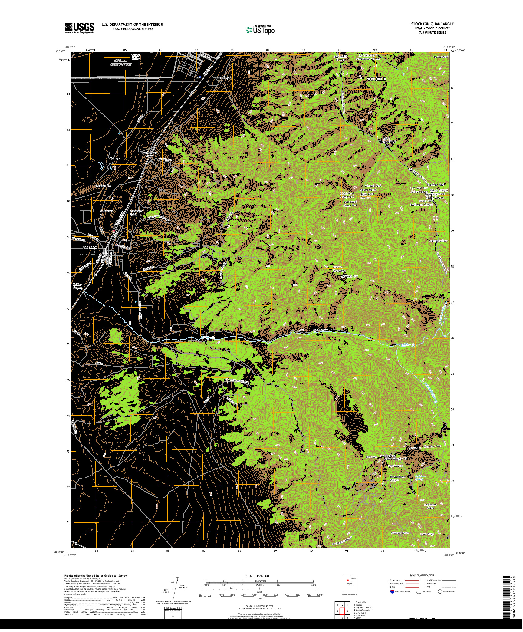 USGS US TOPO 7.5-MINUTE MAP FOR STOCKTON, UT 2020