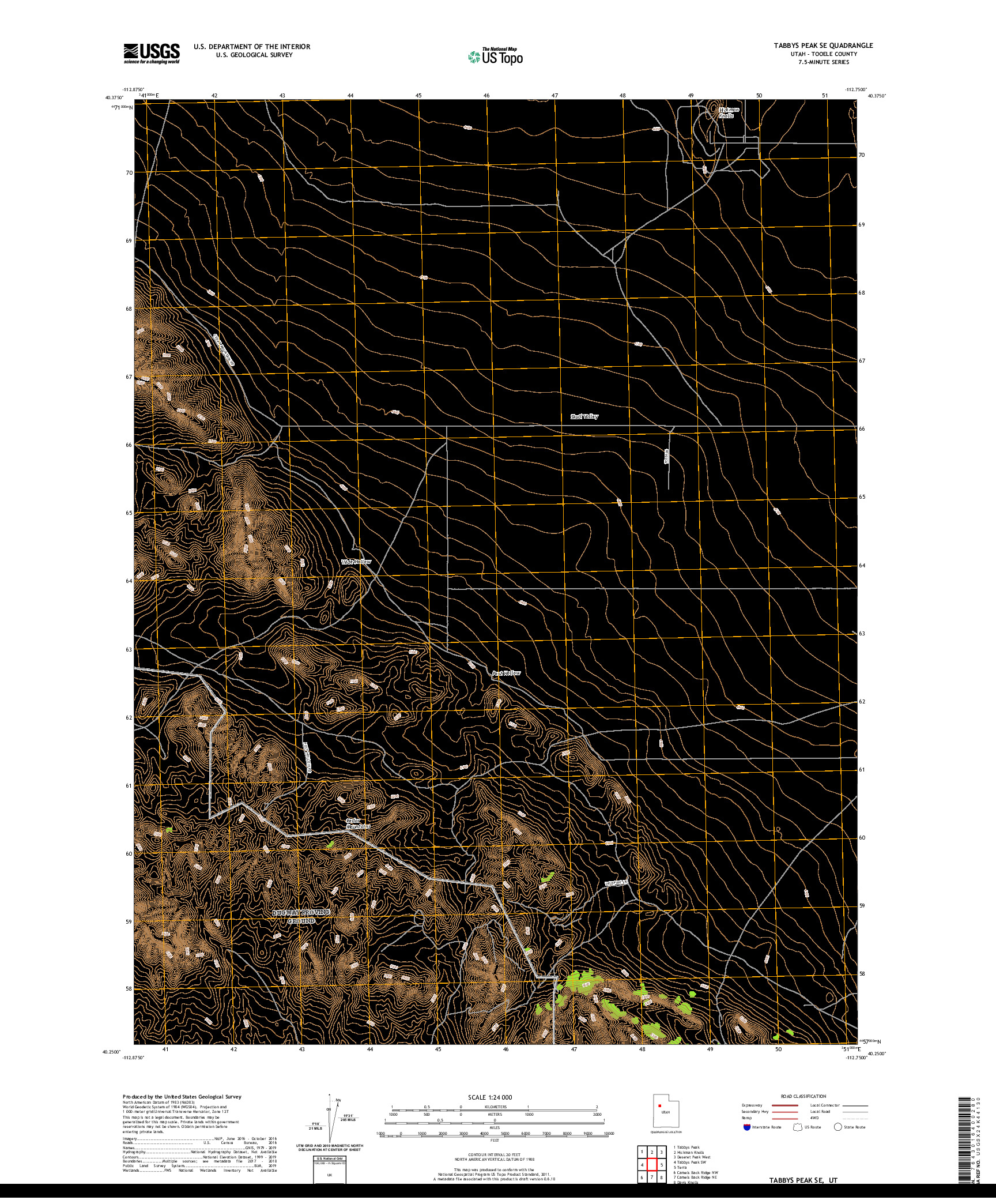 USGS US TOPO 7.5-MINUTE MAP FOR TABBYS PEAK SE, UT 2020