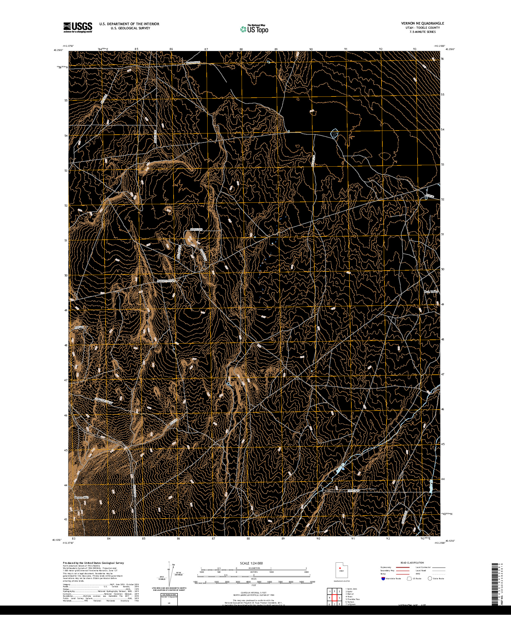 USGS US TOPO 7.5-MINUTE MAP FOR VERNON NE, UT 2020