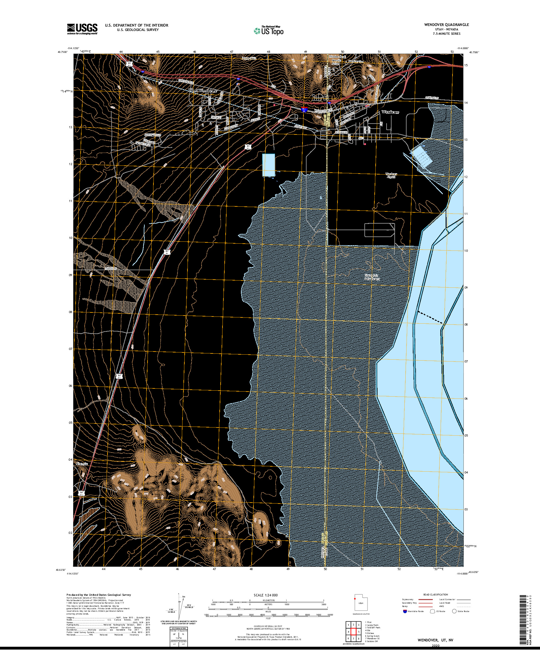 USGS US TOPO 7.5-MINUTE MAP FOR WENDOVER, UT,NV 2020