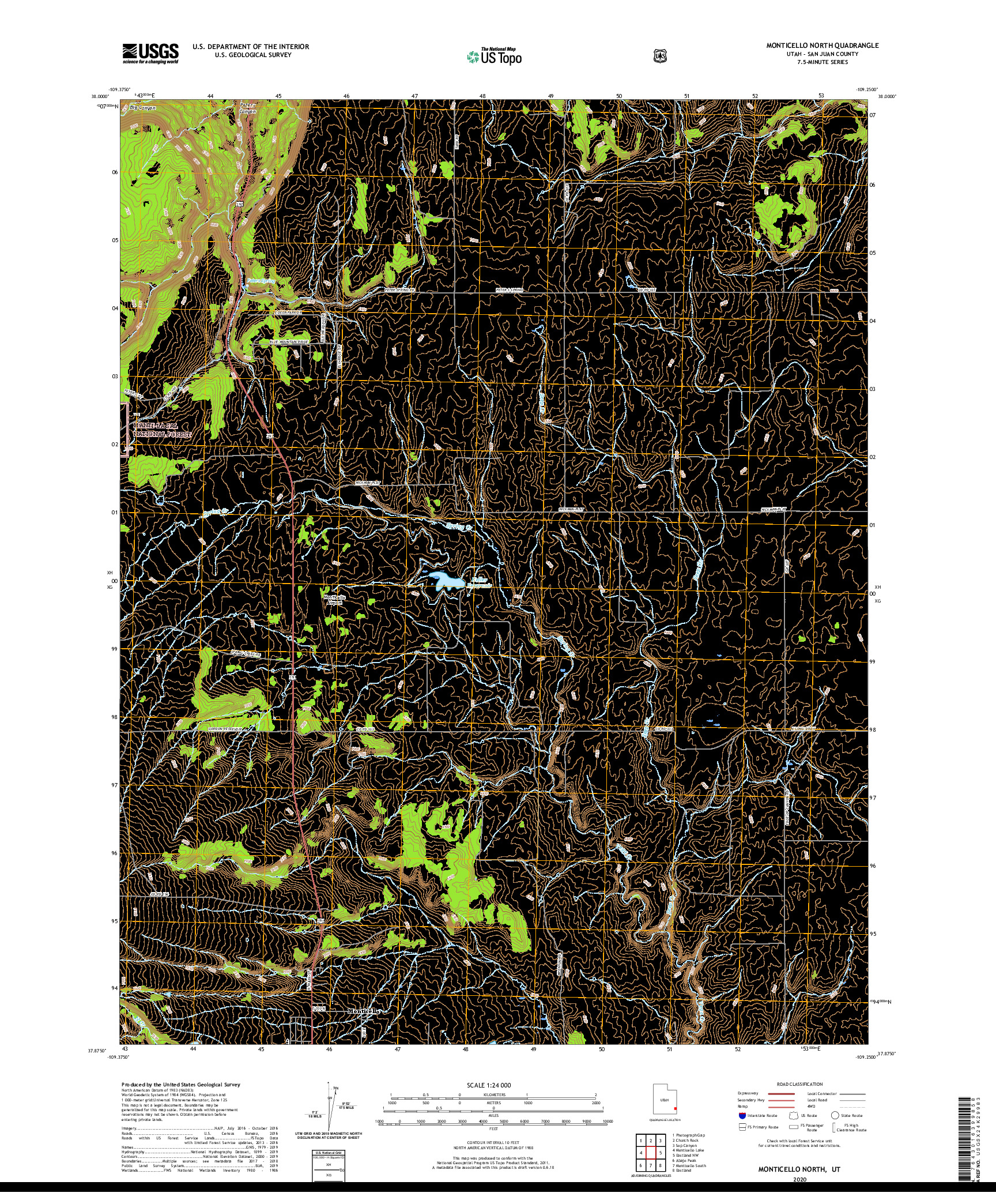 USGS US TOPO 7.5-MINUTE MAP FOR MONTICELLO NORTH, UT 2020