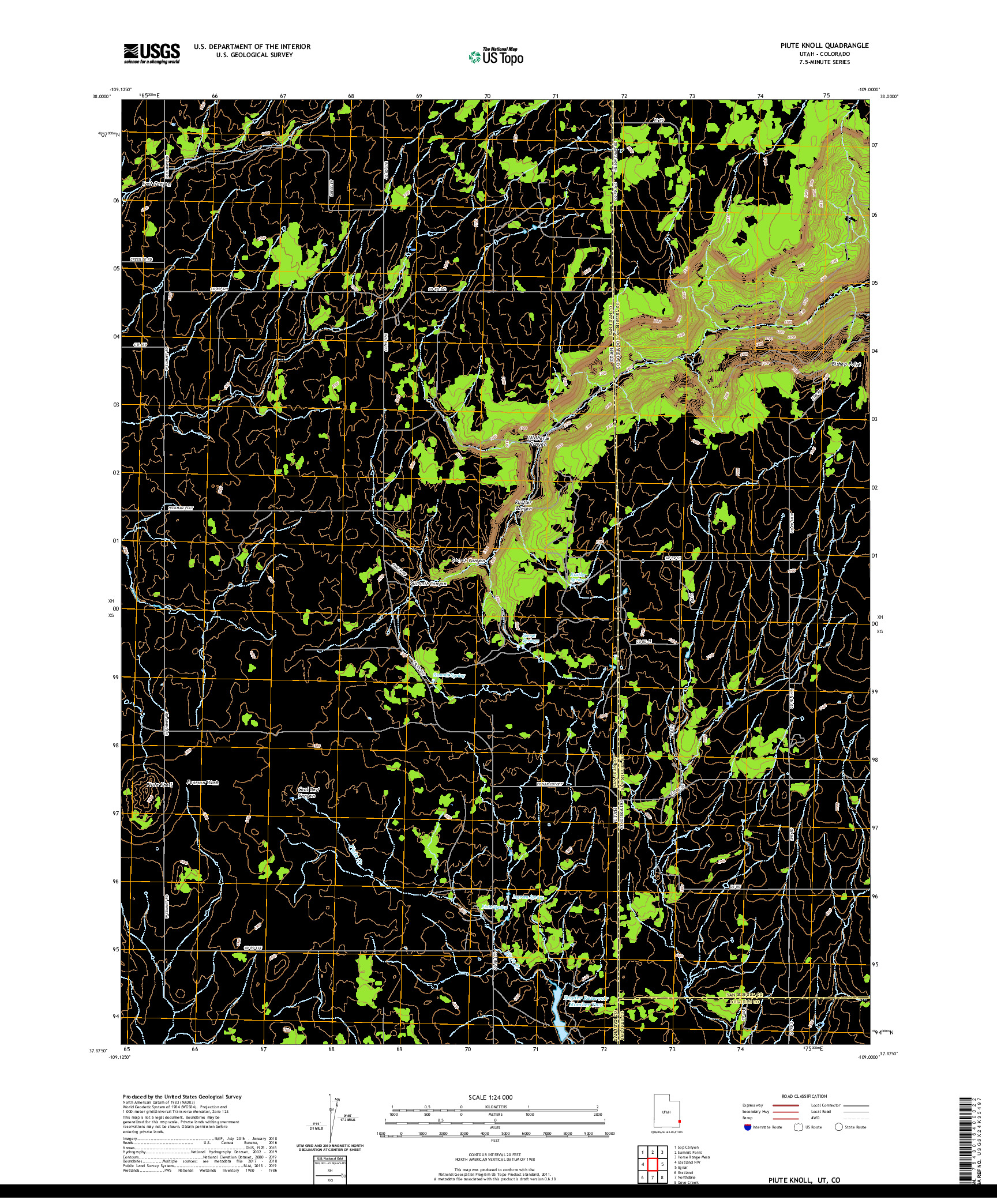 USGS US TOPO 7.5-MINUTE MAP FOR PIUTE KNOLL, UT,CO 2020