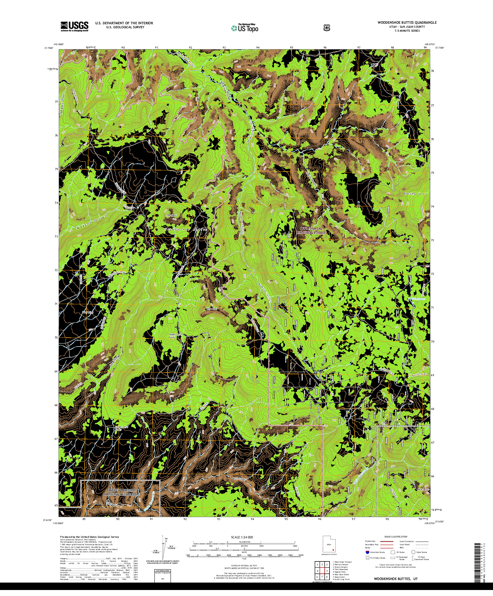 USGS US TOPO 7.5-MINUTE MAP FOR WOODENSHOE BUTTES, UT 2020