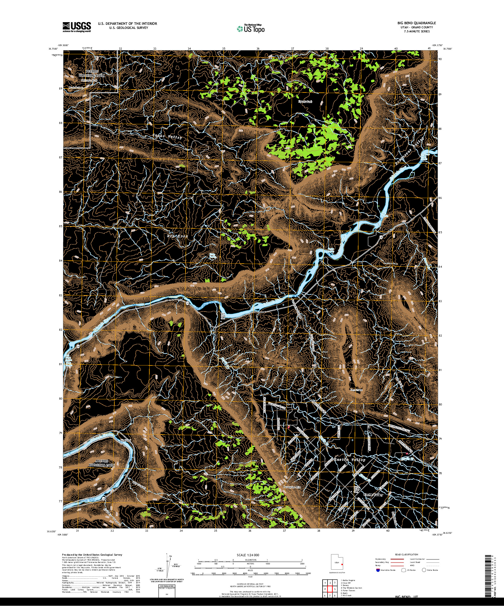 USGS US TOPO 7.5-MINUTE MAP FOR BIG BEND, UT 2020