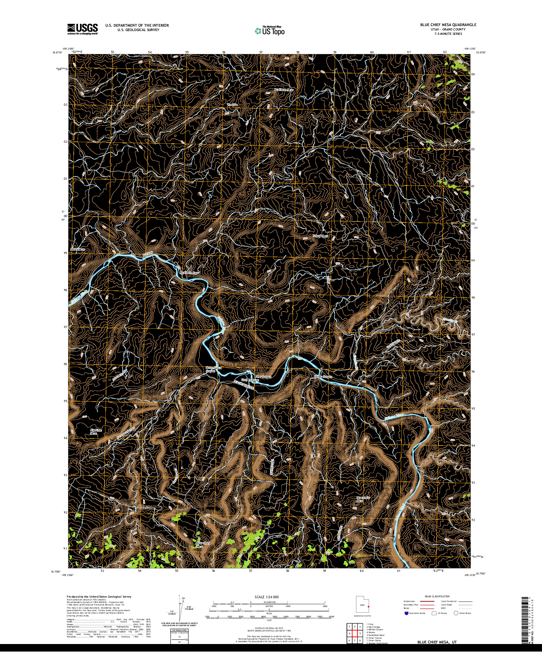 USGS US TOPO 7.5-MINUTE MAP FOR BLUE CHIEF MESA, UT 2020