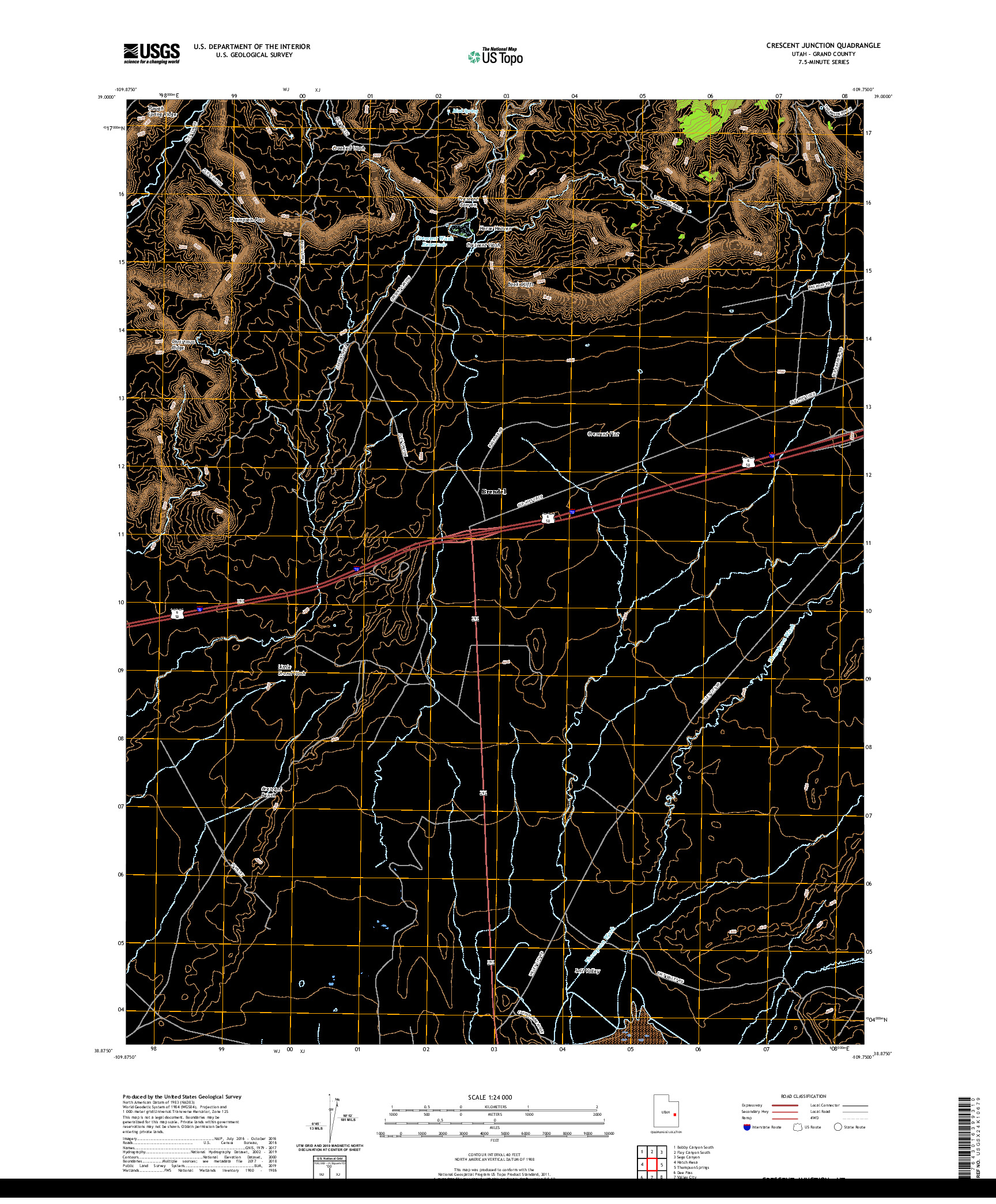 USGS US TOPO 7.5-MINUTE MAP FOR CRESCENT JUNCTION, UT 2020