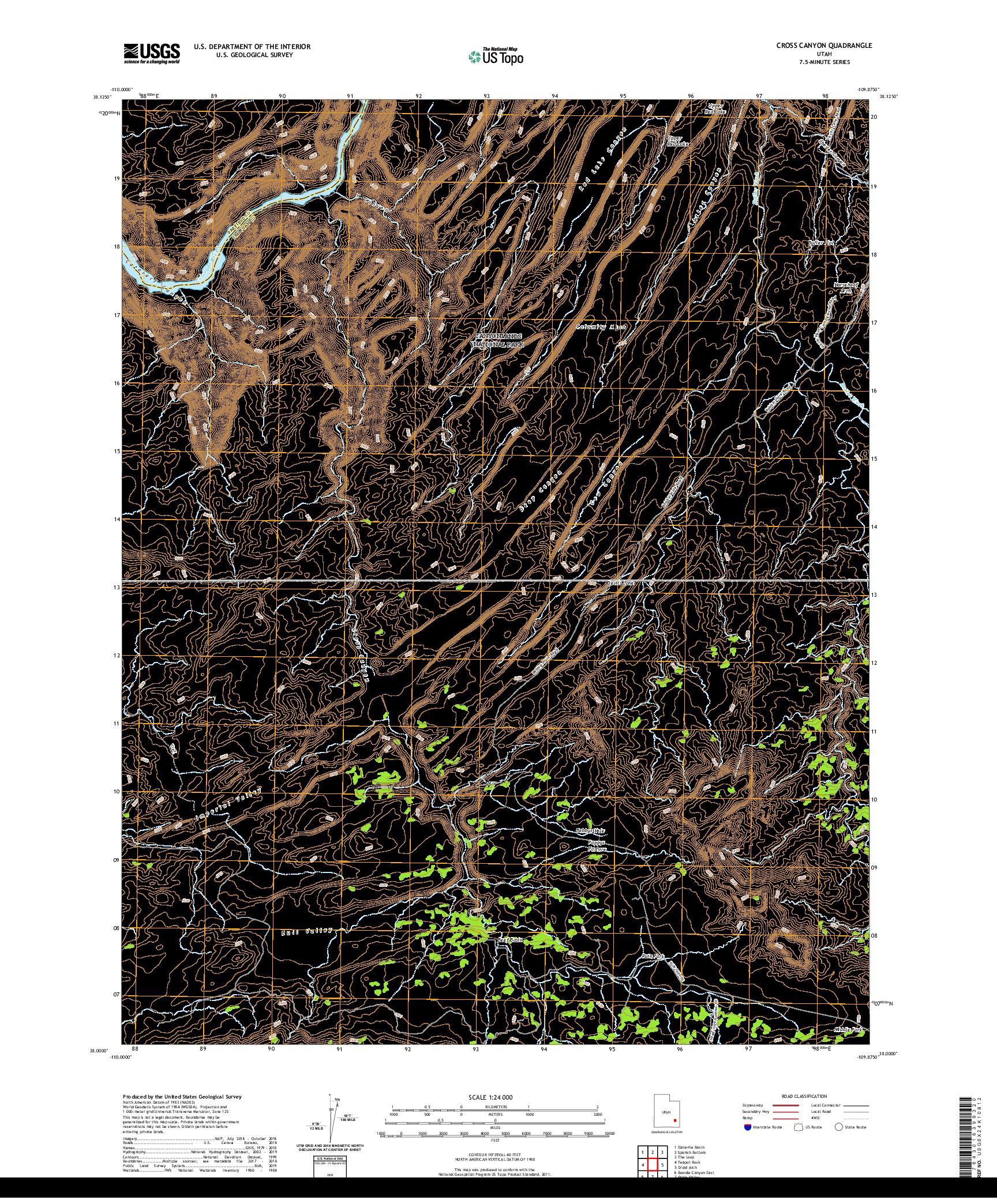 USGS US TOPO 7.5-MINUTE MAP FOR CROSS CANYON, UT 2020
