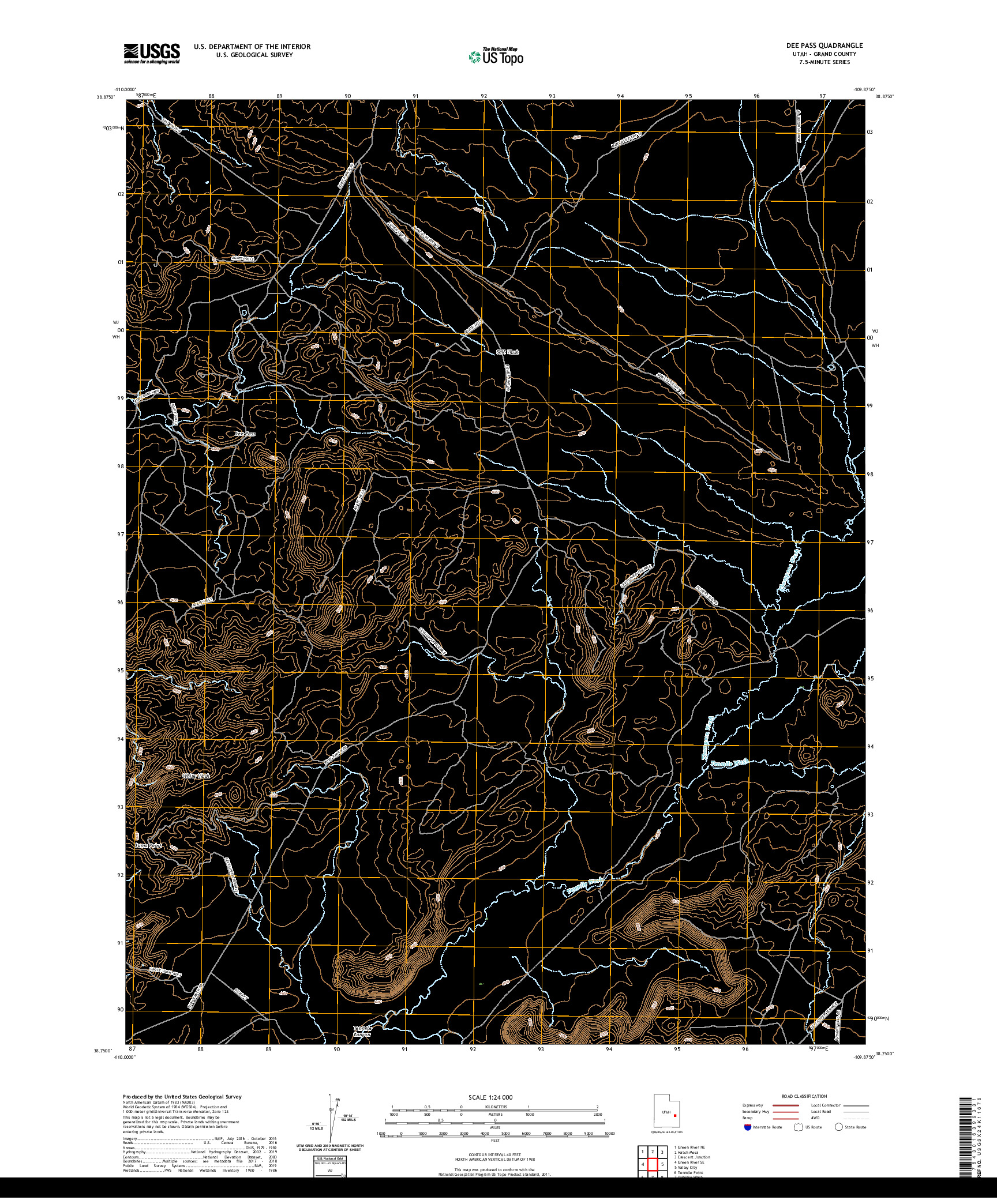 USGS US TOPO 7.5-MINUTE MAP FOR DEE PASS, UT 2020