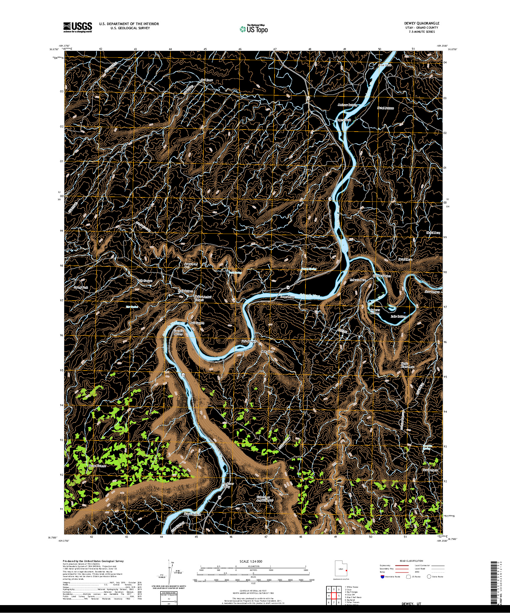 USGS US TOPO 7.5-MINUTE MAP FOR DEWEY, UT 2020